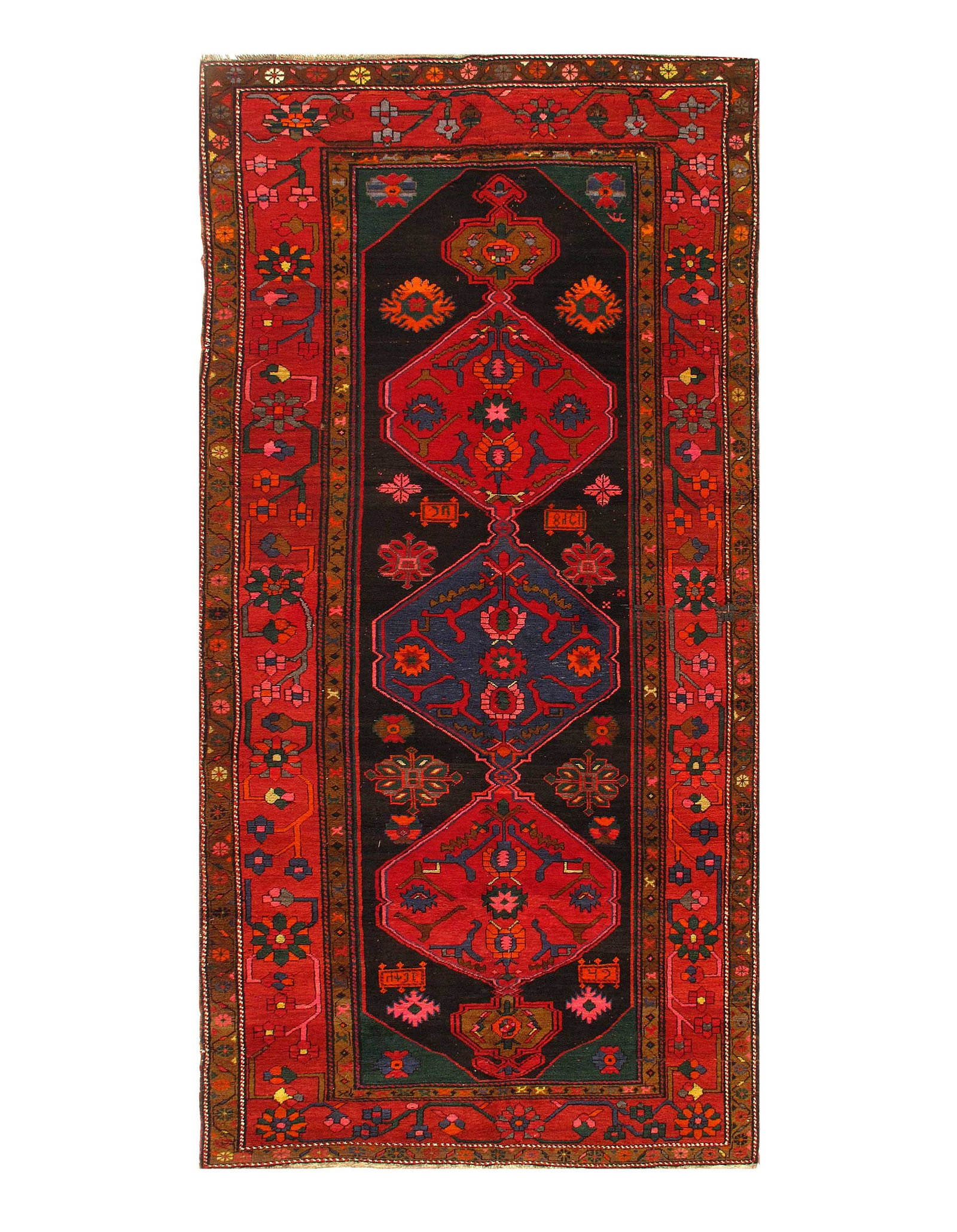 Navy Blue Fine Antique Russian Kazak 5'5'' X 11'5'': Navy Blue Fine Antique Russian Kazak 5'5'' X 11'5'' - Circa 1900, Kazak, Hand-Knotted, Lamb's Wool, 300 -D03269- 862.This item is part of our fine auction collection which includes many fine home acce