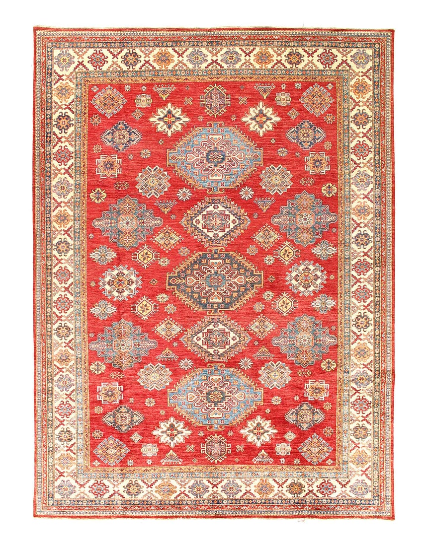 Fine Hand knotted super Kazak rug 9'1'' X 12'3'': Fine Hand knotted super Kazak rug 9'1'' X 12'3'' - New, Kazak, Hand-Knotted, Lamb's Wool, 300 -D14069- 862.This item is part of our fine auction collection which includes many fine home accessories in
