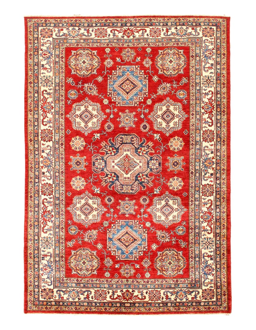 Red color fine hand knotted Super kazak rug 5'9'' X 8'7'' (1 of 4)