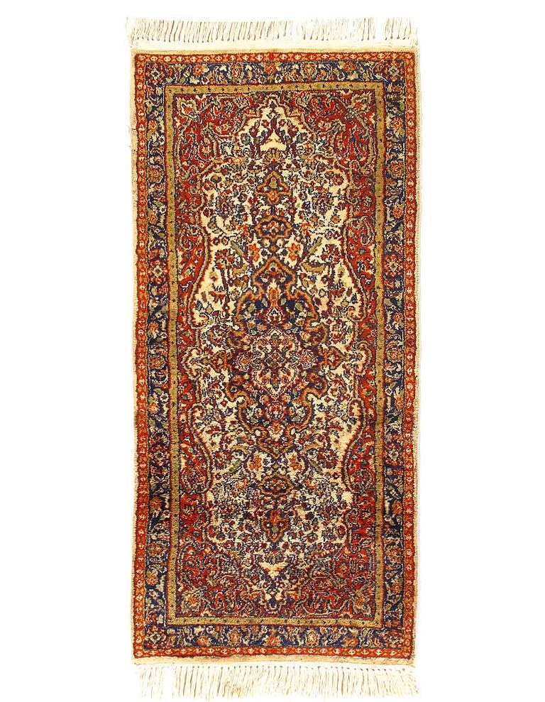 Fine Hand knotted Kashmir 2'2'' X 4'8'': Fine Hand knotted Kashmir 2'2'' X 4'8'' - Circa 1980, Kashmar, Hand-Knotted, Lamb's Wool, 300 -D14884- 862.This item is part of our fine auction collection which includes many fine home accessories in