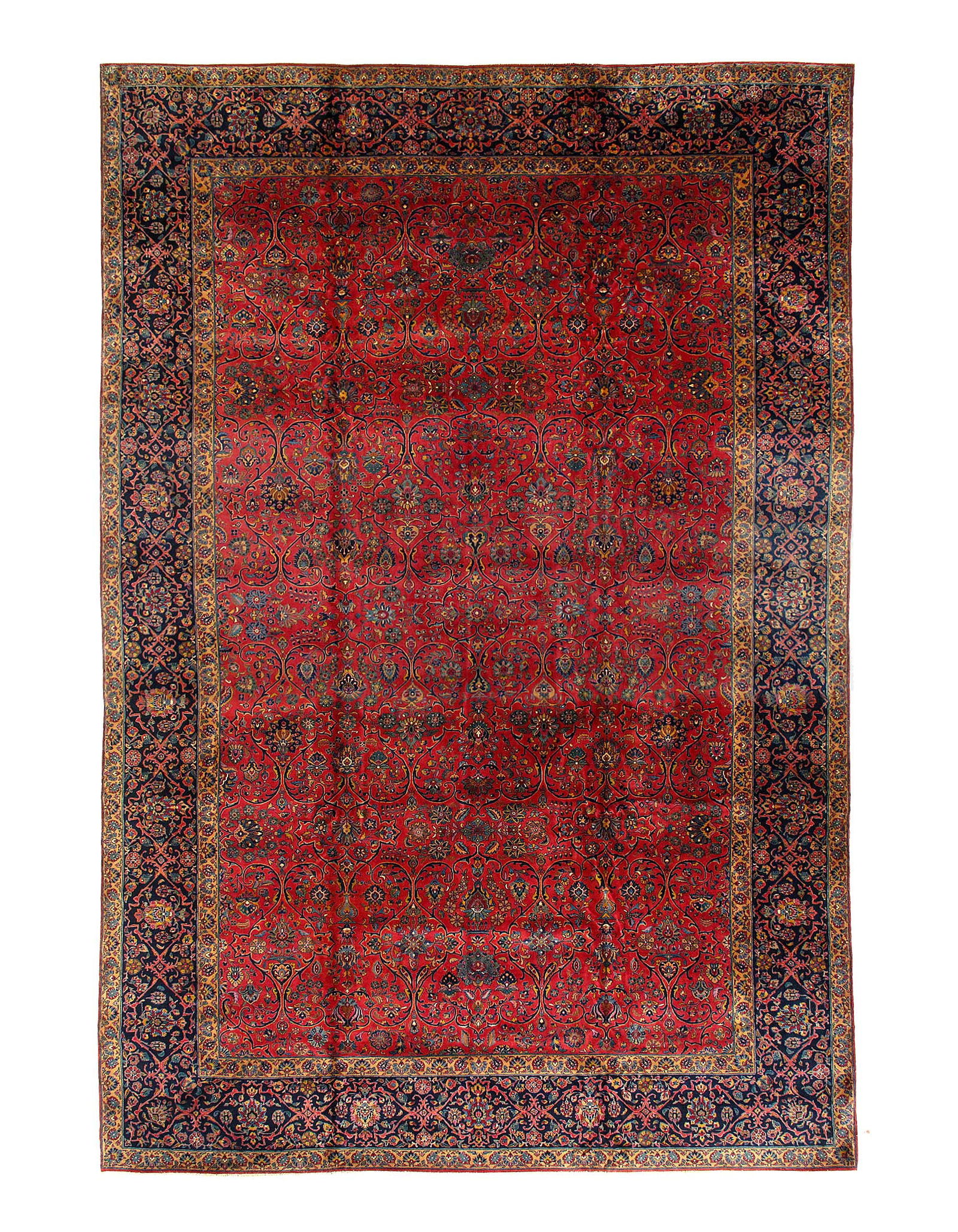Rose Antique Persian Kashan 12'3" X 14'9" (1 of 9)