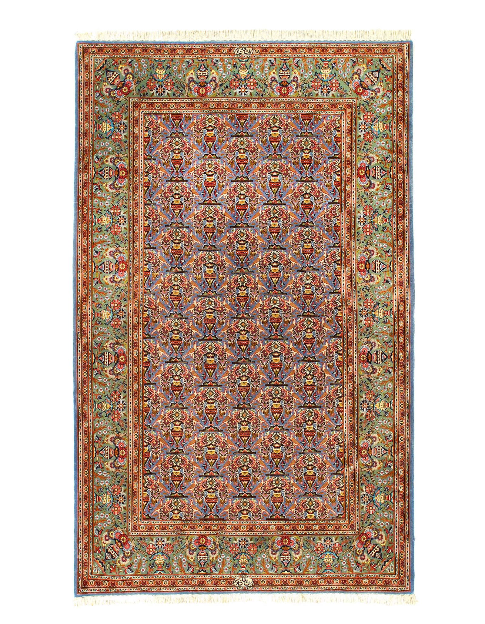 Fine Hand Knotted Persian silk & wool Kashan 4'8'' X 7'7'': Fine Hand Knotted Persian silk & wool Kashan 4'8'' X 7'7'' - 2000, Kashan, Hand-Knotted, Wool & Silk, 300 -D10541- 862.This item is part of our fine auction collection which includes many fine home ac