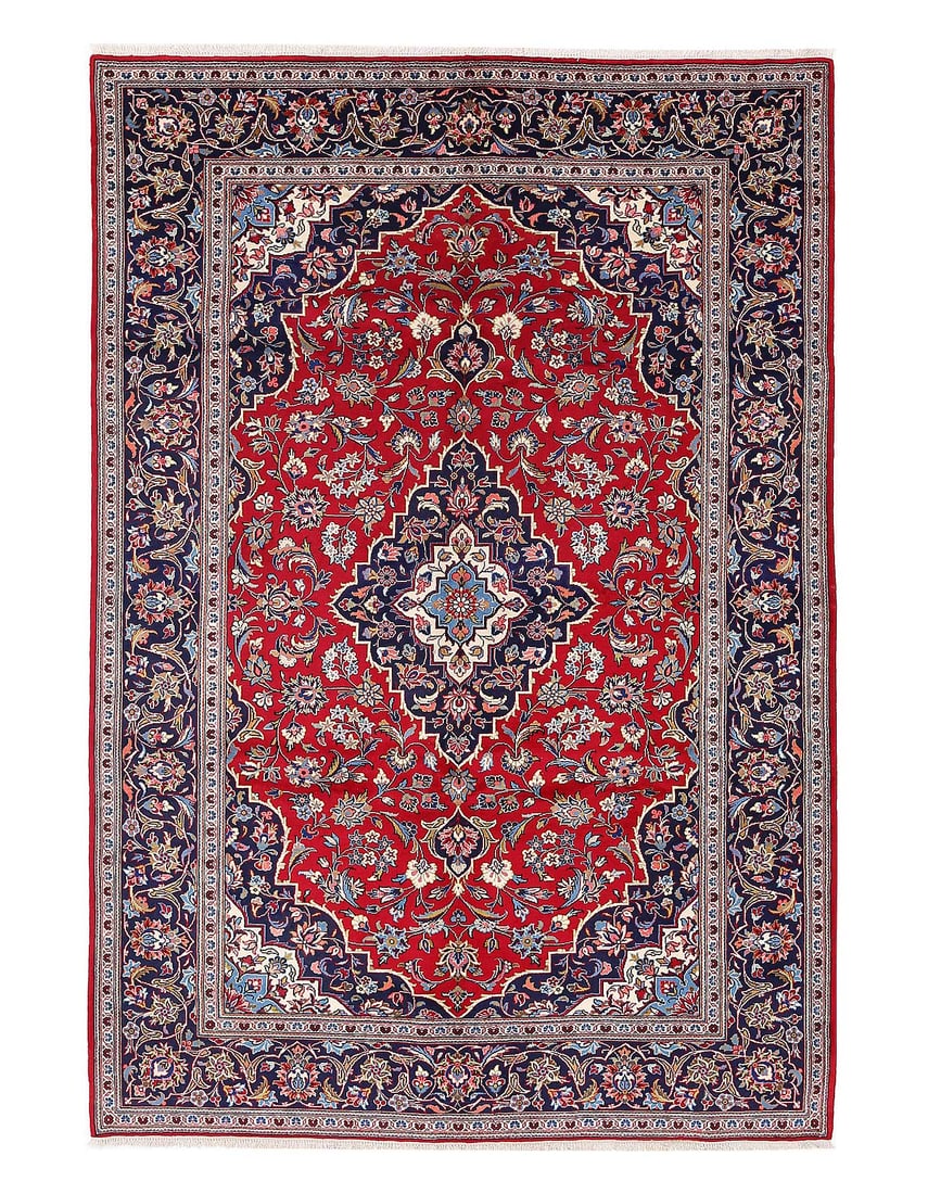 Red color Hand knotted persian Kashan 6'7"x9'11": Red color Hand knotted persian Kashan 6'7"x9'11" - Circa 2000, Kashan, Hand-Knotted, Lamb's Wool, 300 -D14038- 862.This item is part of our fine auction collection which includes many fine home access