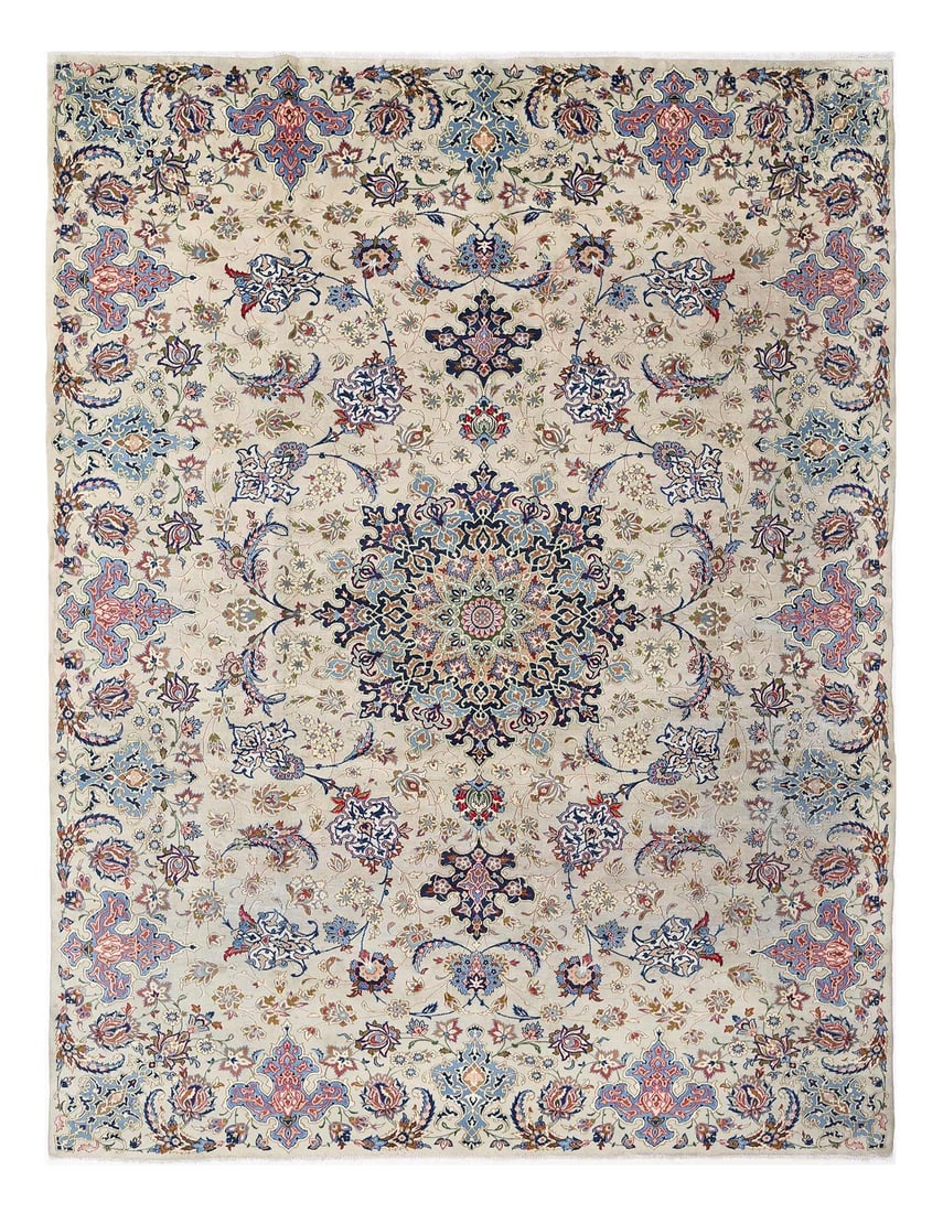 Beige color Hand knotted Antique Persian Kashan 11'1"x14'4" (1 of 5)
