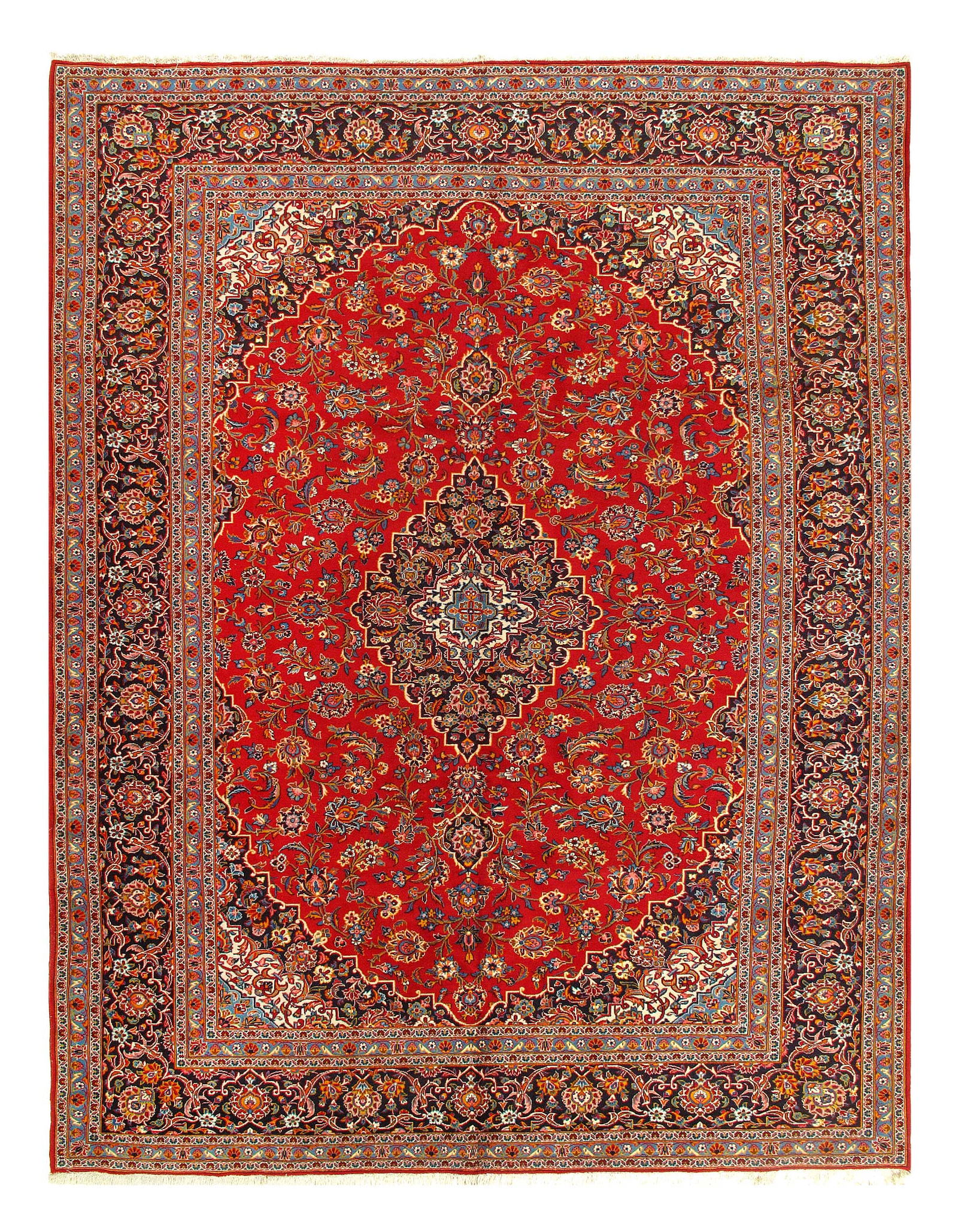 Red Sami Antique Persian Hand Knotted Kashan 10'2'' X 13'2'': Red Sami Antique Persian Hand Knotted Kashan 10'2'' X 13'2'' - Circa 1970, Kashan, Hand-Knotted, Lamb's Wool, 300 -16071- 862.This item is part of our fine auction collection which includes many fine