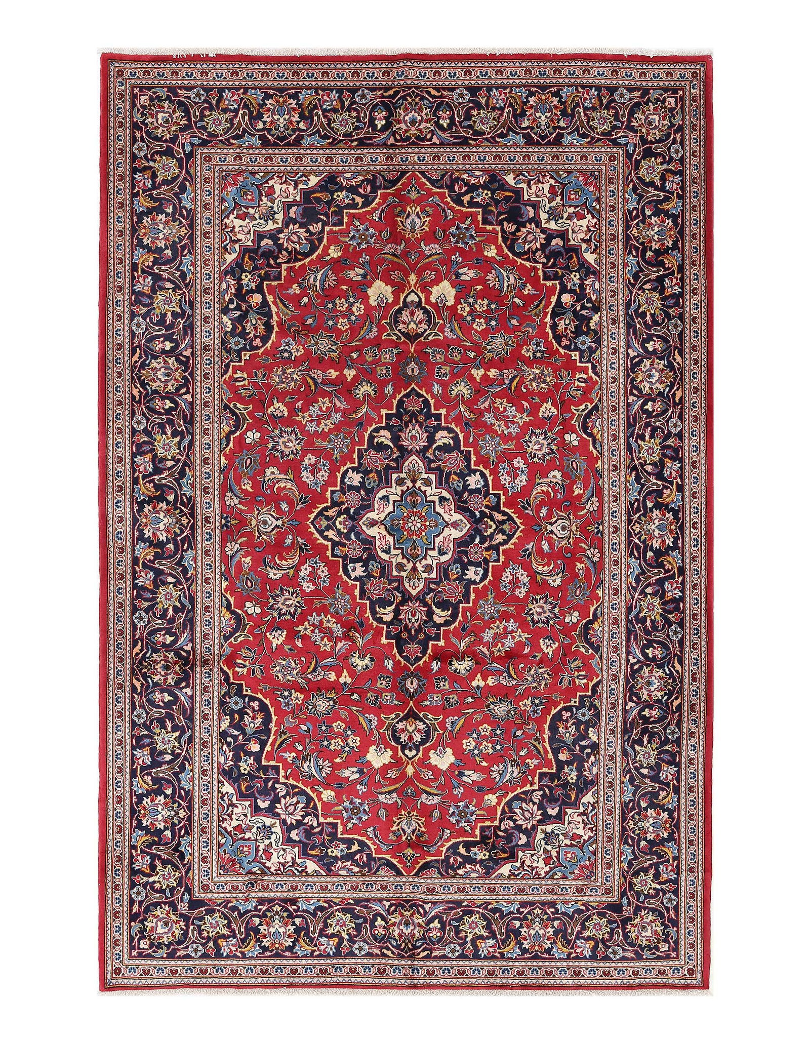 Red color Hand knotted persian Kashan 6'6'' X 9'9'': Red color Hand knotted persian Kashan 6'6'' X 9'9'' - New, Kashan, Hand-Knotted, Lamb's Wool, 300 -D13938- 862.This item is part of our fine auction collection which includes many fine home accessorie