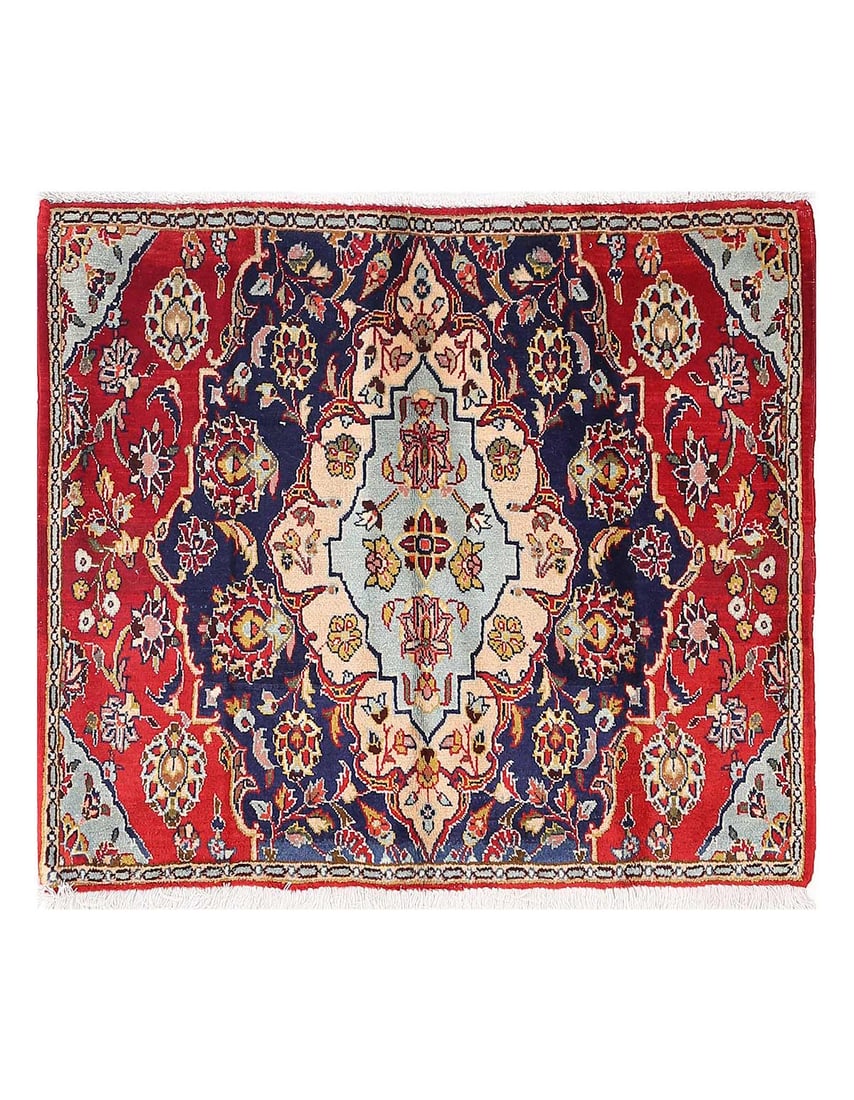 Red color Hand knotted persian Kashan 2'9" x 3'1": Red color Hand knotted persian Kashan 2'9" x 3'1" - cica 1970, Kashan, Hand-Knotted, Lamb's Wool, 300 -D13976- 862.This item is part of our fine auction collection which includes many fine home access