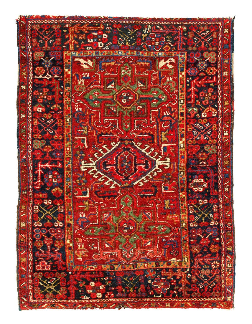 Fine Persian Antique Karajeh 3'3'' x 4'7'': Fine Persian Antique Karajeh 3'3'' x 4'7'' - 1920, Karaja, Hand-Knotted, Lamb's Wool, 300 -D12412- 862.This item is part of our fine auction collection which includes many fine home accessories includ