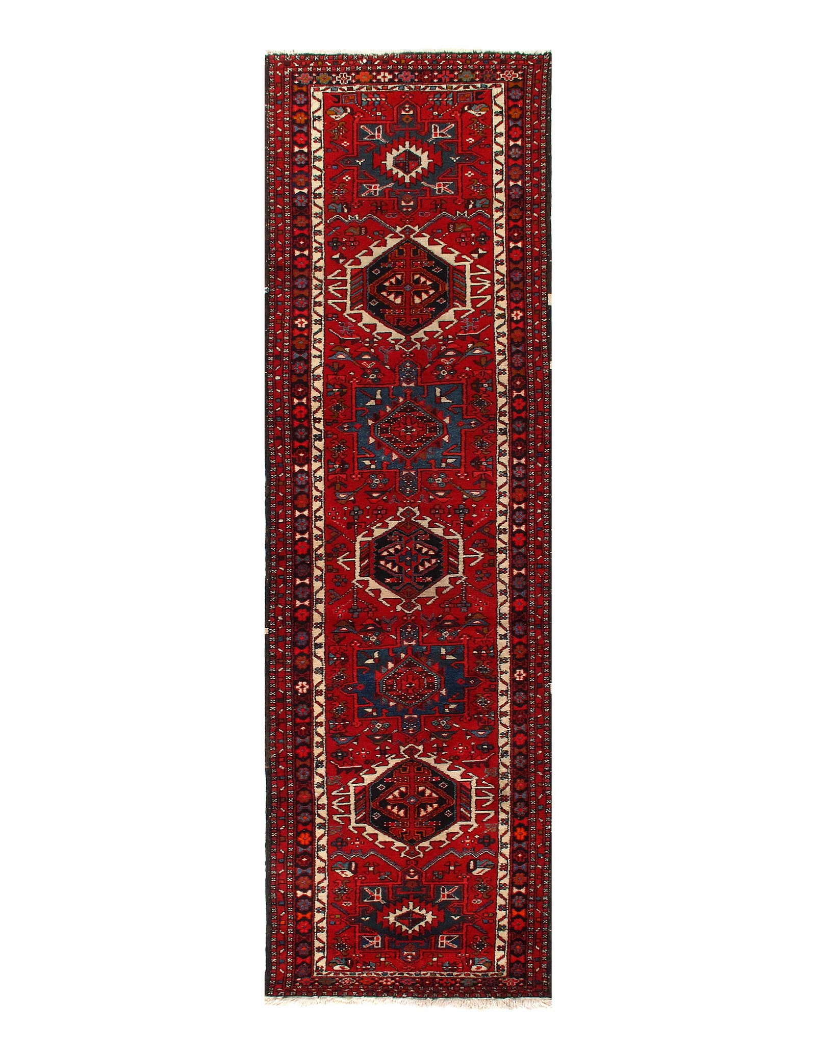 Antique Persian Karajeh Hand-Knotted Rug - 3'1" X 10'11": Antique Persian Karajeh Hand-Knotted Rug - 3'1" X 10'11" - , Karaja, Hand-Knotted, Lamb's Wool, 300 -D08725- 862.This item is part of our fine auction collection which includes many fine home accessor