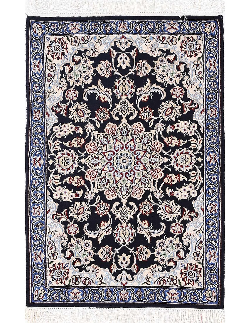 Navy Blue Hand knotted Persian Isfahan rug 2' X 3': Navy Blue Hand knotted Persian Isfahan rug 2' X 3' - New, Isfahan, Hand-Knotted, Lamb's Wool, 300 -D13372- 862.This item is part of our fine auction collection which includes many fine home