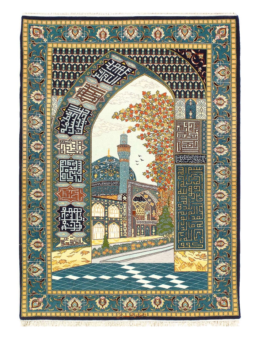 Fine Hand knotted silk & wool Isfahan 3'5'' X 4'8'': Fine Hand knotted silk & wool Isfahan 3'5'' X 4'8'' - New, Isfahan, Hand-Knotted, Wool & Silk, 300 -D14429- 862.This item is part of our fine auction collection which includes many fine home accessori