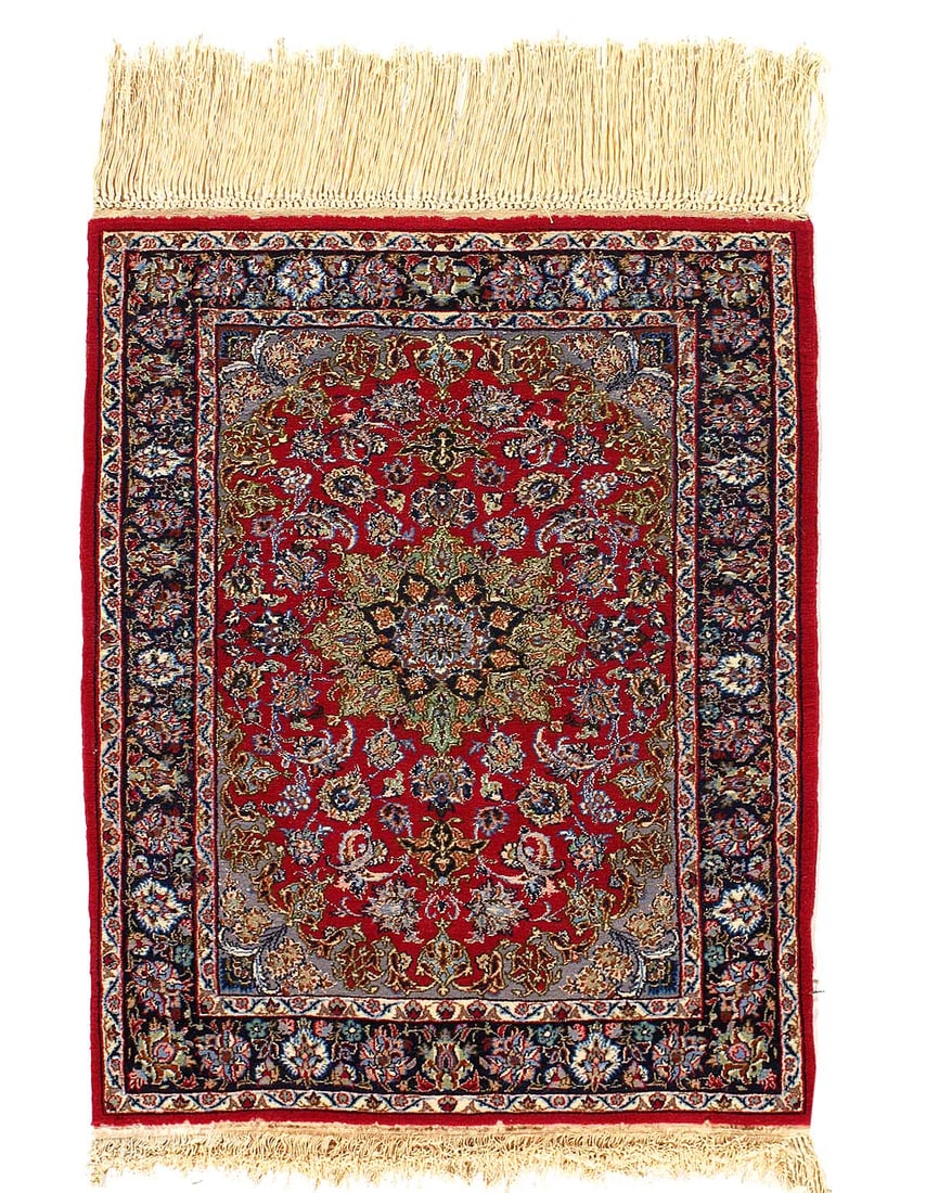 Fine Hand knotted Persian Isfahan 2'5"x 3': Fine Hand knotted Persian Isfahan 2'5"x 3' - CIRCA 1990, Isfahan, Hand-Knotted, Wool & Silk, 300 -D03348- 862.This item is part of our fine auction collection which includes many fine home accessories