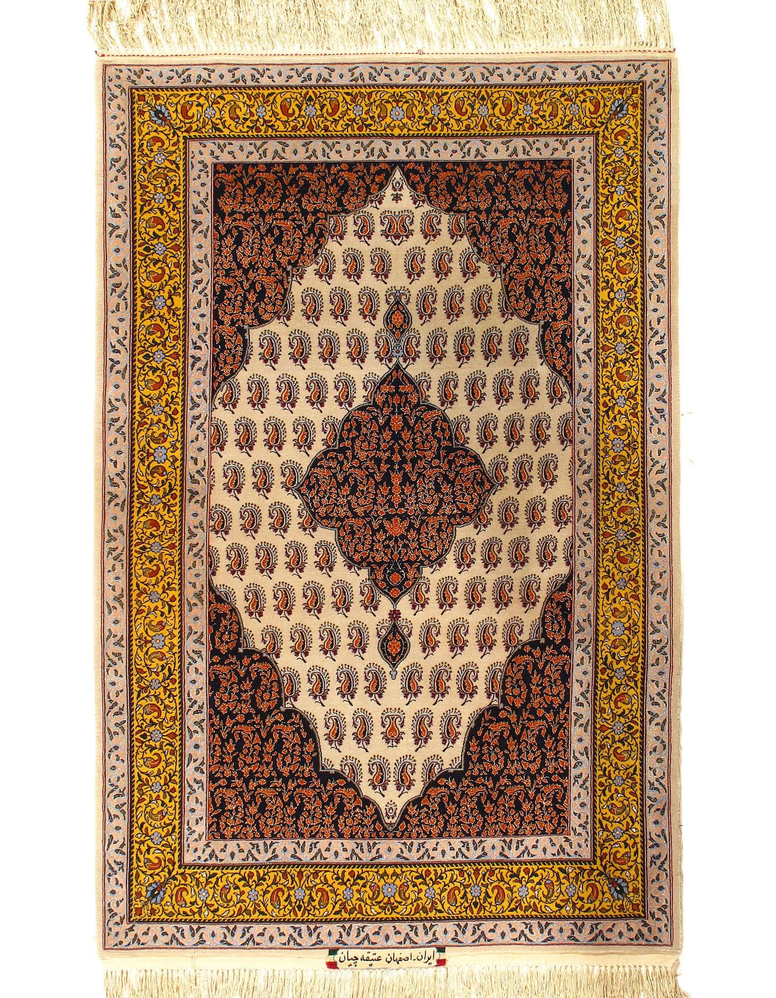 Fine Hand Knotted Silk & wool Persian Isfahan 3'8'' X 5'5'': Fine Hand Knotted Silk & wool Persian Isfahan 3'8'' X 5'5'' - New, Isfahan, Hand-Knotted, Wool & Silk, 300 -D03400- 862.This item is part of our fine auction collection which includes many fine home a