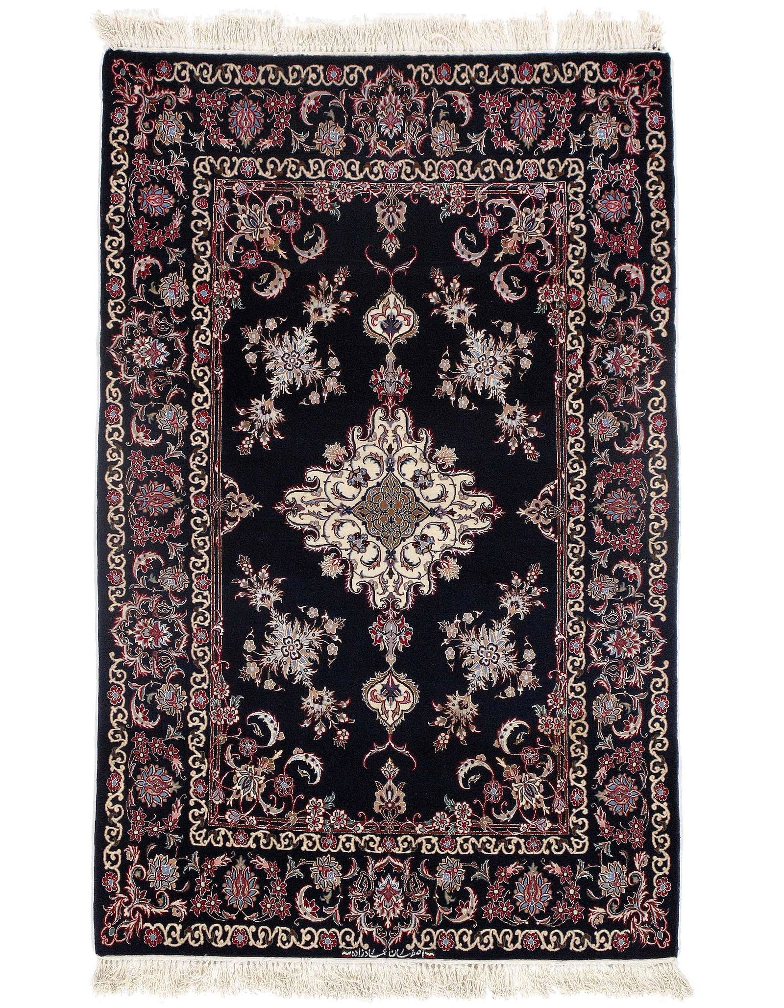 Black Persian Isfahan 3'5" x 5'5": Black Persian Isfahan 3'5" x 5'5" - New, Isfahan, Hand-Knotted, Wool & Silk, 300 -D09654- 862.This item is part of our fine auction collection which includes many fine home accessories including antiq