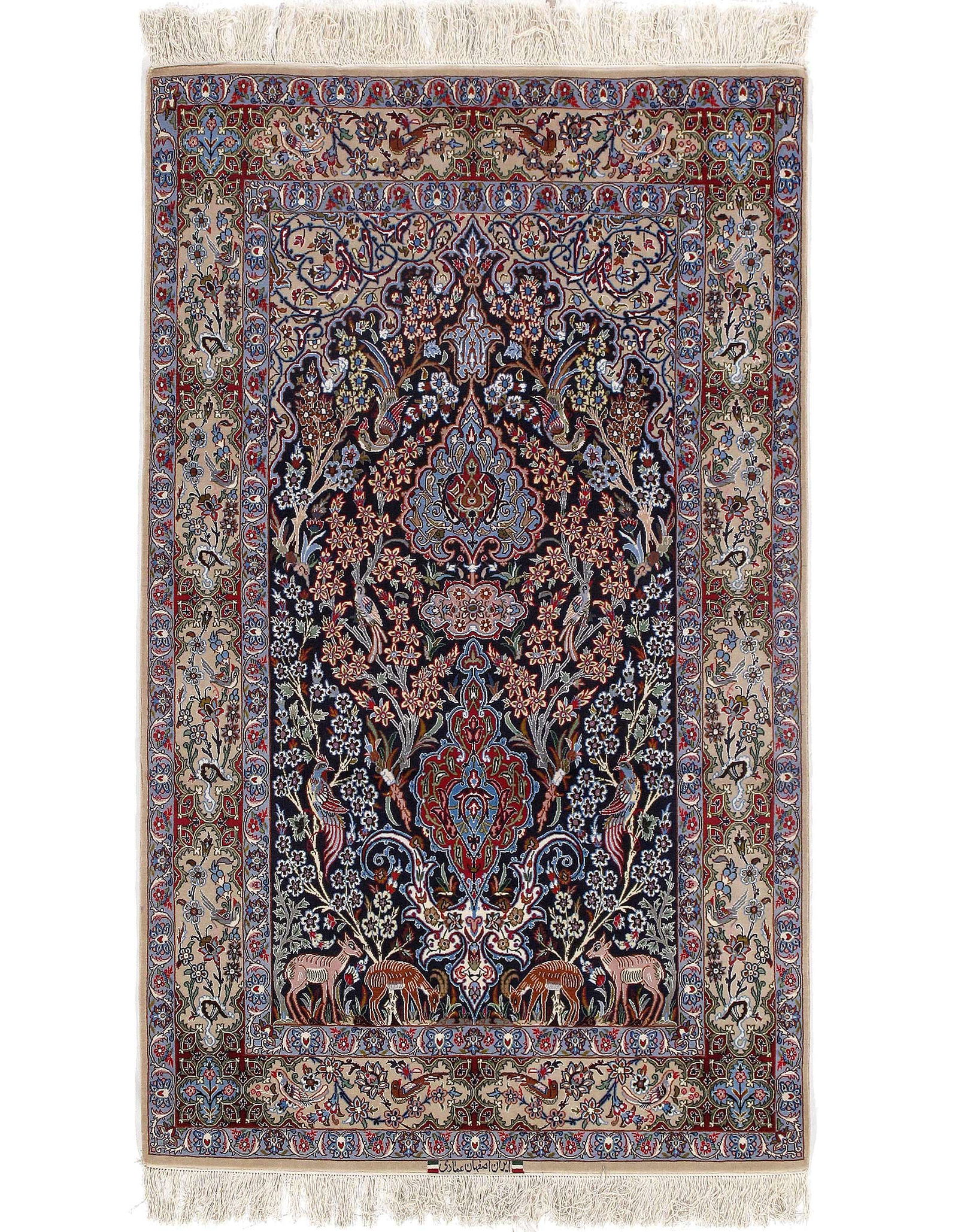 Ivory Persian Isfahan 3'6" X 6': Ivory Persian Isfahan 3'6" X 6' - New, Isfahan, Hand-Knotted, Wool & Silk, 300 -D09652- 862.This item is part of our fine auction collection which includes many fine home accessories including antique