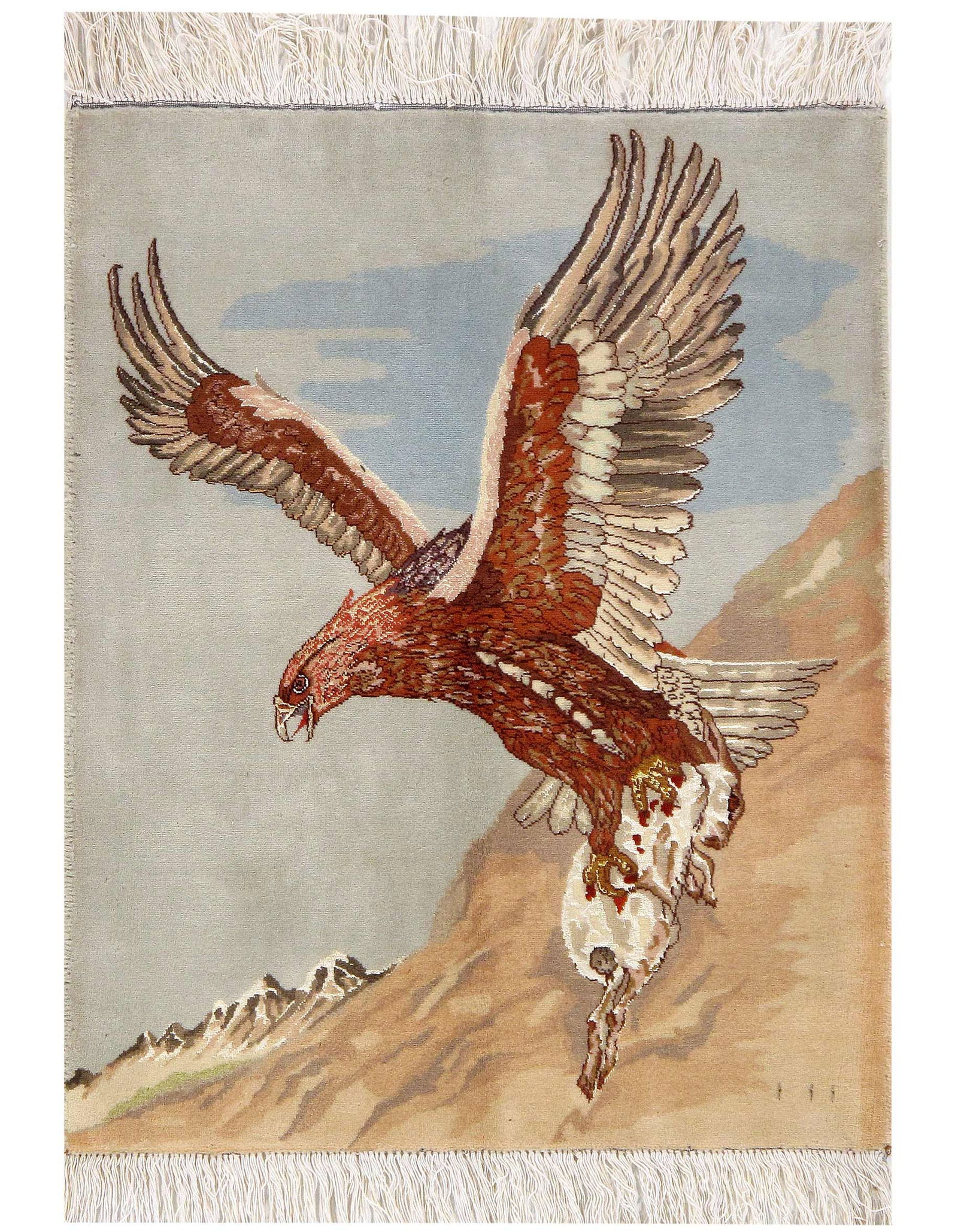 Light Blue Persian Tabriz 2' x 2'6": Light Blue Persian Tabriz 2' x 2'6" - New, Isfahan, Hand-Knotted, Wool & Silk, 300 -D09641- 862.This item is part of our fine auction collection which includes many fine home accessories including ant