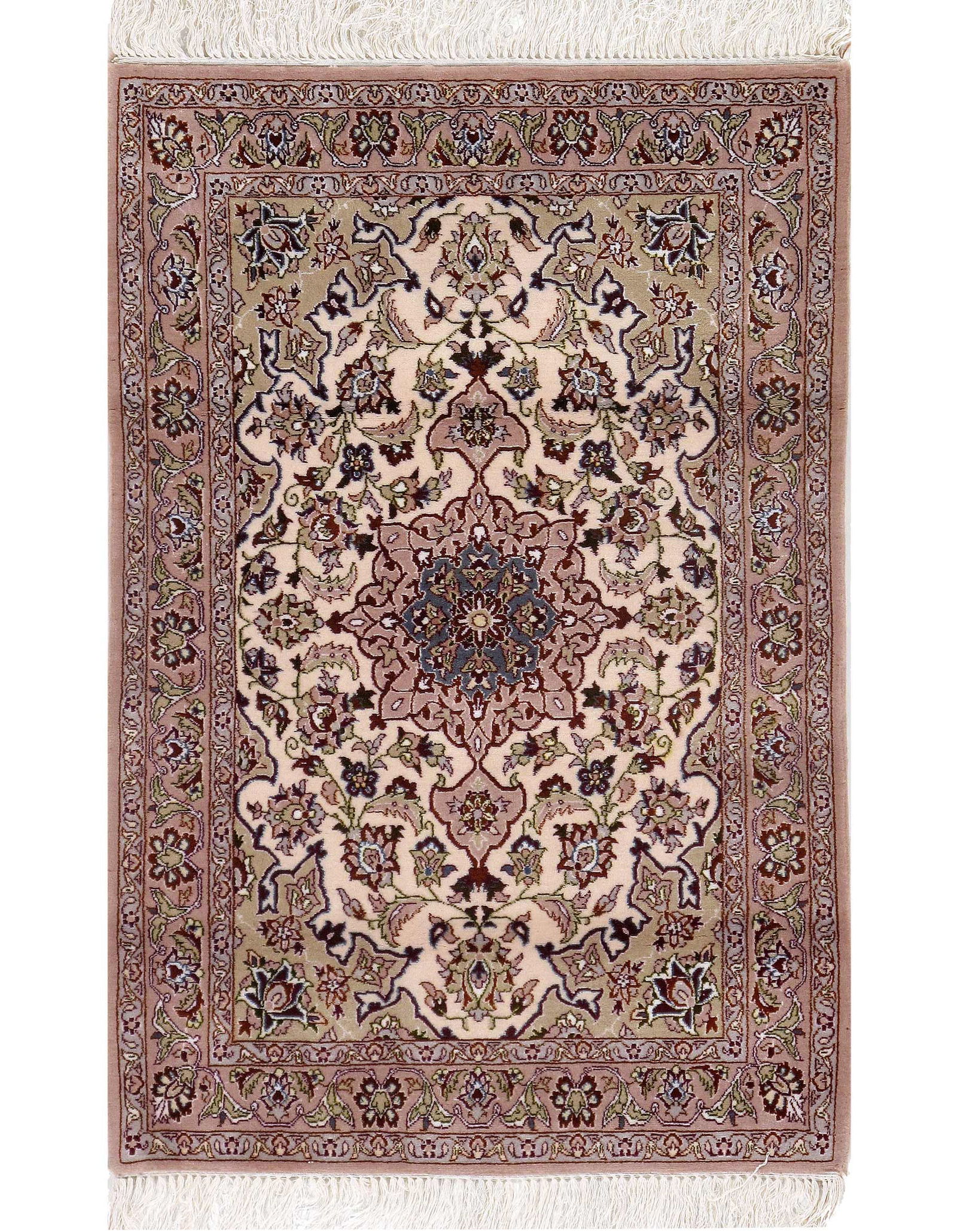 Beige Persian Isfahan Silk & wool 2'4" X 3'5": Beige Persian Isfahan Silk & wool 2'4" X 3'5" - New, Isfahan, Hand-Knotted, Wool & Silk, 300 -D09631- 862.This item is part of our fine auction collection which includes many fine home accessories inc