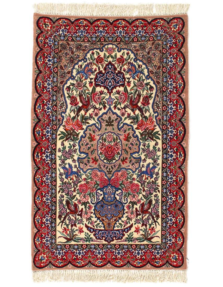 Fine Hand knotted Persian Silk & wool Isfahan 2'8'' X 4'4'' (1 of 3)