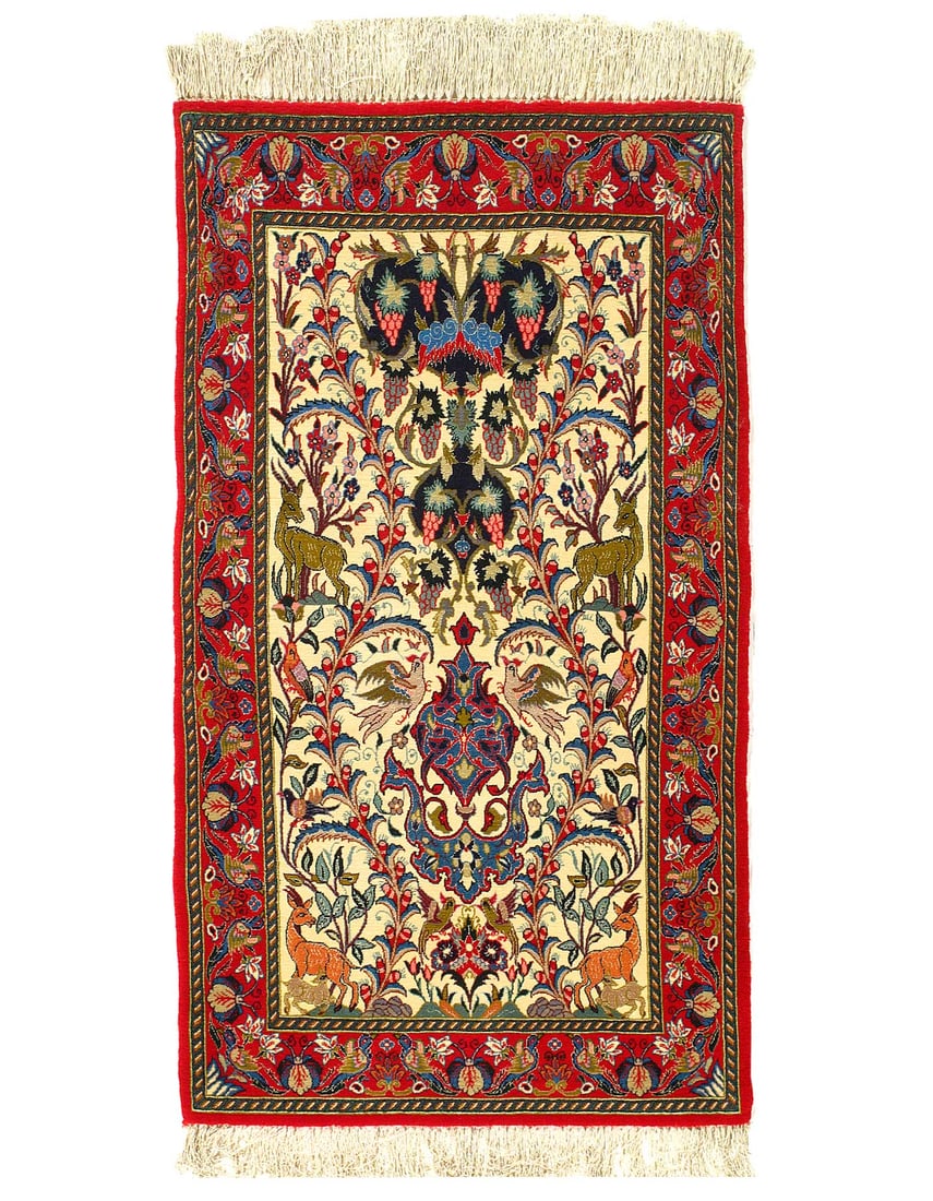 Fine hand knotted Silk & wool Isfahan 2'3'' X 4'1'': Fine hand knotted Silk & wool Isfahan 2'3'' X 4'1'' - New, Isfahan, Hand-Knotted, Wool & Silk, 300 -D03352- 862.This item is part of our fine auction collection which includes many fine home accessori