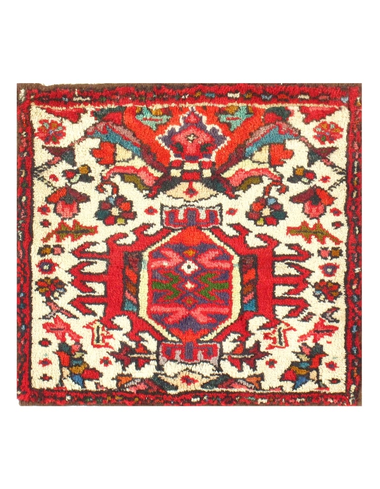 Persian Antique Hamdana square rug 1'7'' X 1'7'': Persian Antique Hamdana square rug 1'7'' X 1'7'' - Circa 1920, Hamadan, Hand-Knotted, Lamb's Wool, 300 -D10431- 862.This item is part of our fine auction collection which includes many fine home acces