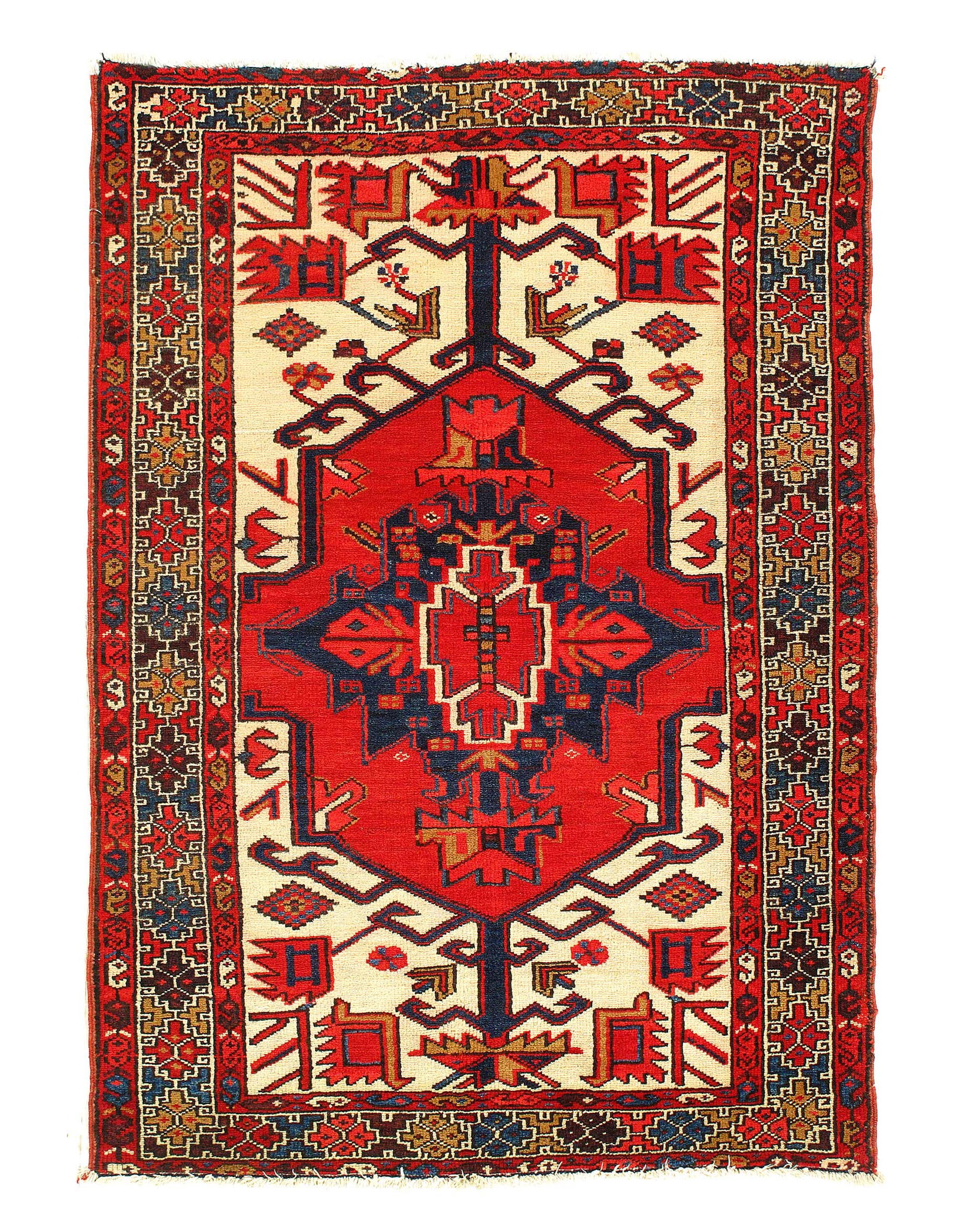 Persian Hand Knotted Vintage Hamadan 3'8'' X 5'2'': Persian Hand Knotted Vintage Hamadan 3'8'' X 5'2'' - 1970, Hamadan, Hand-Knotted, Lamb's Wool, 300 -52726- 862.This item is part of our fine auction collection which includes many fine home accessorie