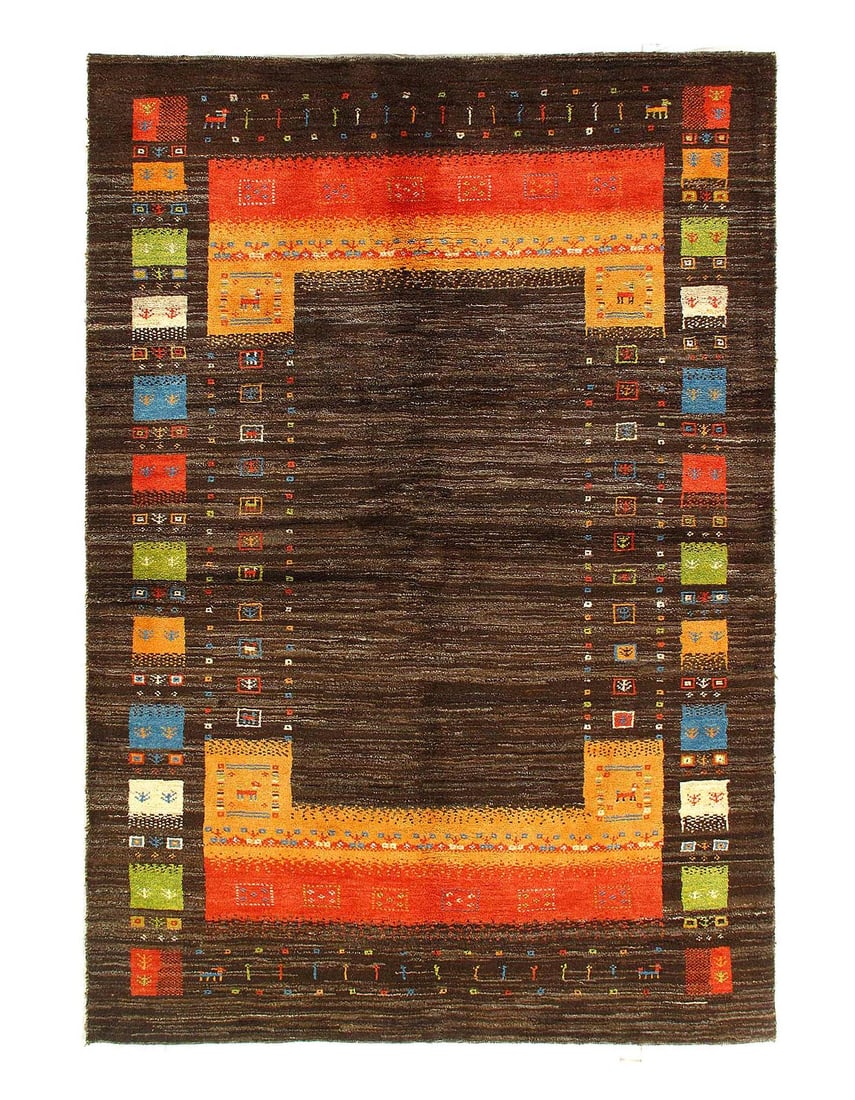 Brown Color fine Hand knotted Persian Gabbeh 5'9'' X 8'2'' (1 of 3)