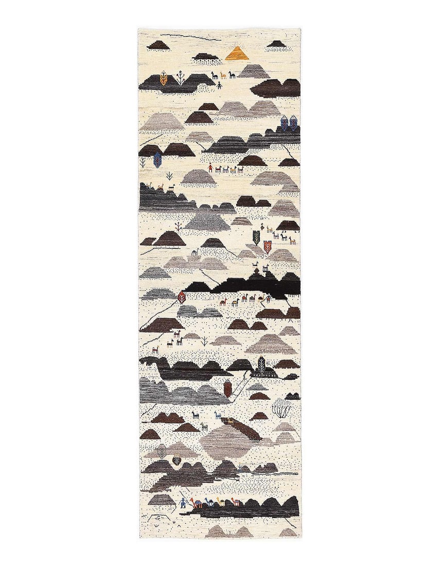 Fine Hand knotted Persain Gabbeh runner 2'11'' X 9'7'': Fine Hand knotted Persain Gabbeh runner 2'11'' X 9'7'' - New, Gabbeh, Hand-Knotted, Lamb's Wool, 300 -D13327- 862.This item is part of our fine auction collection which includes many fine home accesso