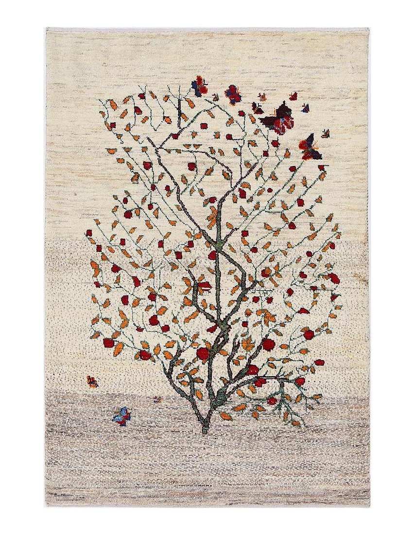 Ivory color fine hand knotted Persian Gabbeh 2'11'' X 4'3'': Ivory color fine hand knotted Persian Gabbeh 2'11'' X 4'3'' - New, Gabbeh, Hand-Knotted, Lamb's Wool, 300 -D13504- 862.This item is part of our fine auction collection which includes many fine home ac