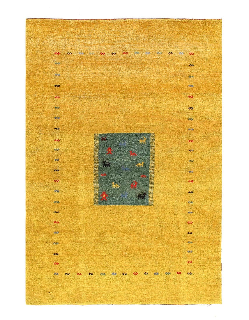 Gold Hand Knotted Gabbeh Rug 6' X 9' (1 of 4)