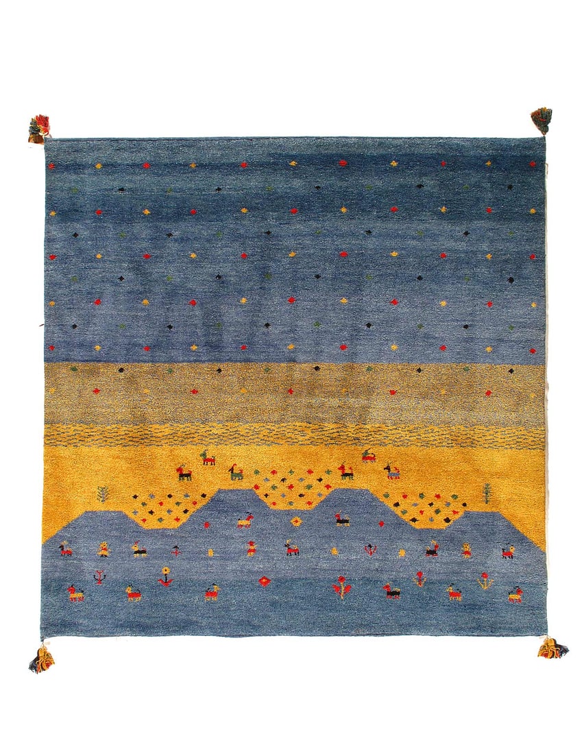 Red Hand Knotted Gabbeh Rug 6'9 X 8'9" (1 of 3)