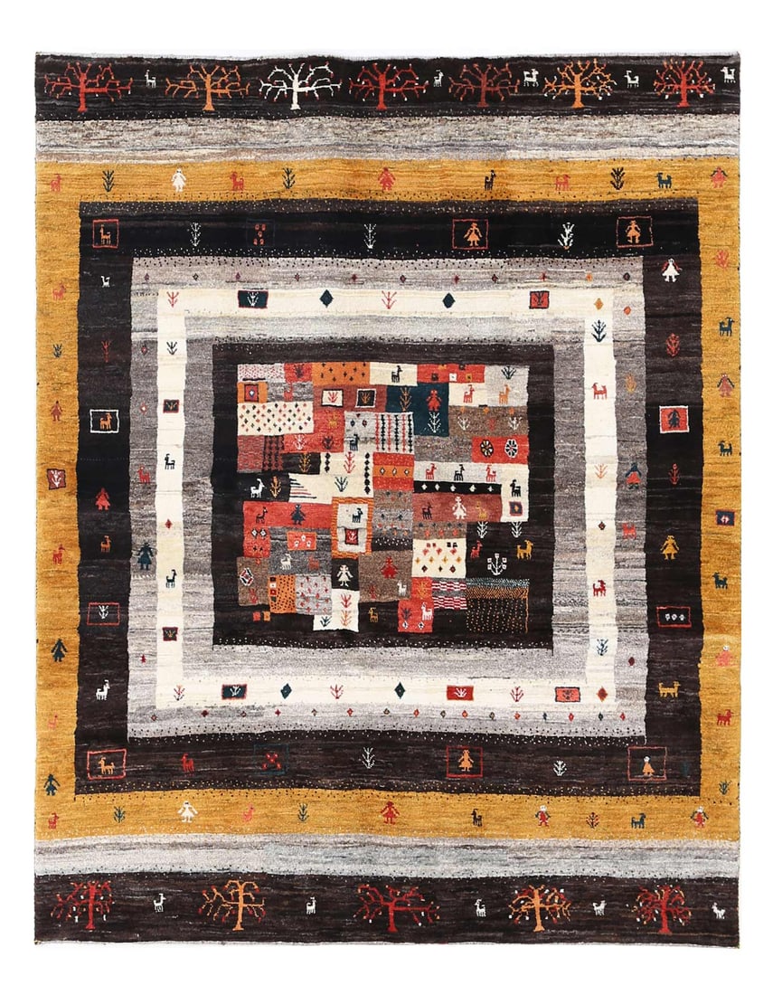 Fine Hand knotted Persian Gabbeh rug 5' X 6'5'': Fine Hand knotted Persian Gabbeh rug 5' X 6'5'' - New, Gabbeh, Hand-Knotted, Lamb's Wool, 300 -D13334- 862.This item is part of our fine auction collection which includes many fine home accessories