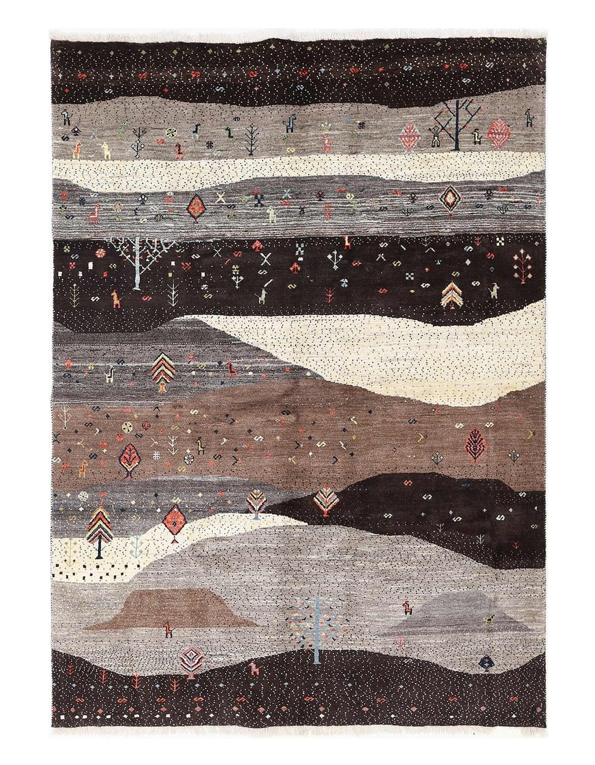 Fine Hand knotted Persian Gabbeh 6' X 8'5'': Fine Hand knotted Persian Gabbeh 6' X 8'5'' - New, Gabbeh, Hand-Knotted, Lamb's Wool, 300 -D13967- 862.This item is part of our fine auction collection which includes many fine home accessories includ