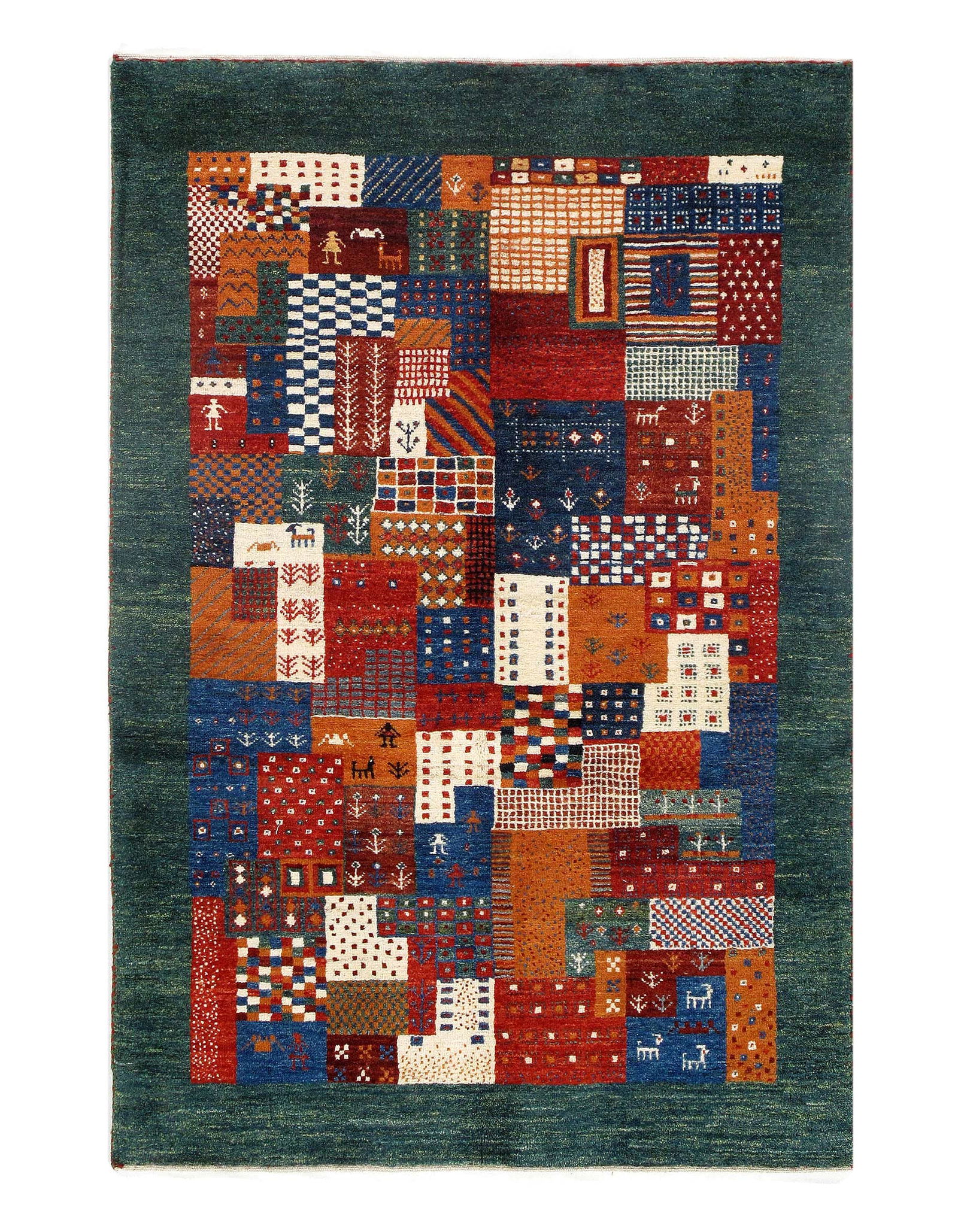 Multi Color Genuine Persian Gabbeh 3' X 5': Multi Color Genuine Persian Gabbeh 3' X 5' - New, Gabbeh, Hand-Knotted, Lamb's Wool, 300 -D09202- 862.This item is part of our fine auction collection which includes many fine home accessories includi