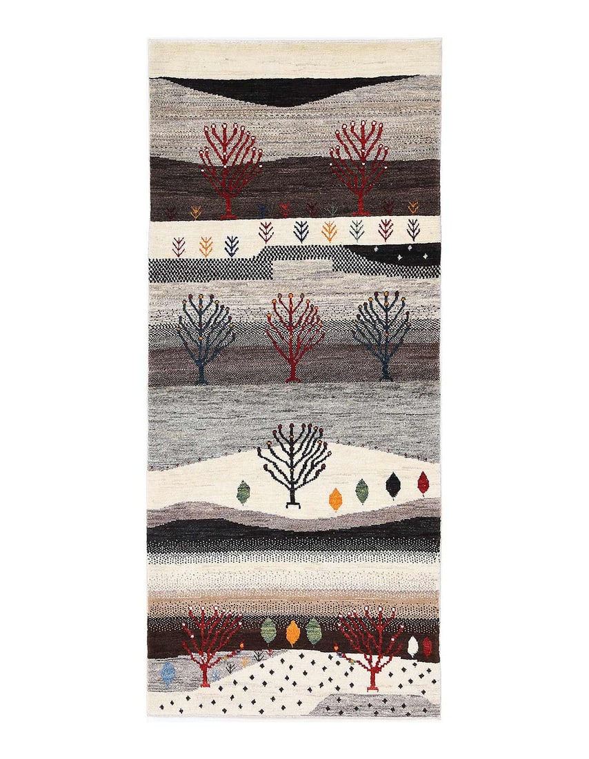 Fine Hand knotted Persian Gabbeh runner 2'9'' X 6'8'': Fine Hand knotted Persian Gabbeh runner 2'9'' X 6'8'' - New, Gabbeh, Hand-Knotted, Lamb's Wool, 300 -D13866- 862.This item is part of our fine auction collection which includes many fine home accessor