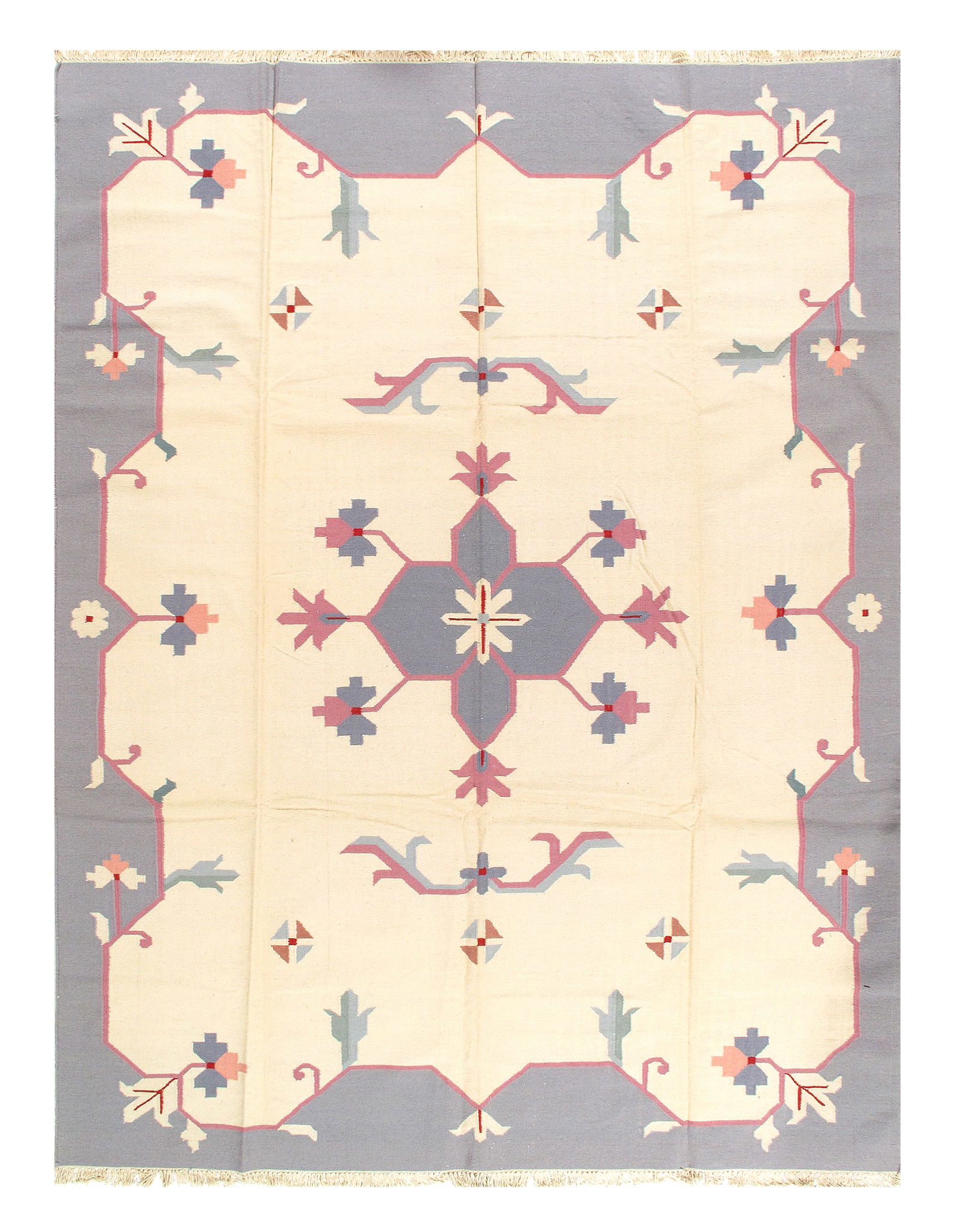 Ivory Color Hand Woven Rug 9' X 12': Ivory Color Hand Woven Rug 9' X 12' - New, Durrie, Hand-Woven, Flat Weave, 300 -53380- 862.This item is part of our fine auction collection which includes many fine home accessories including antique