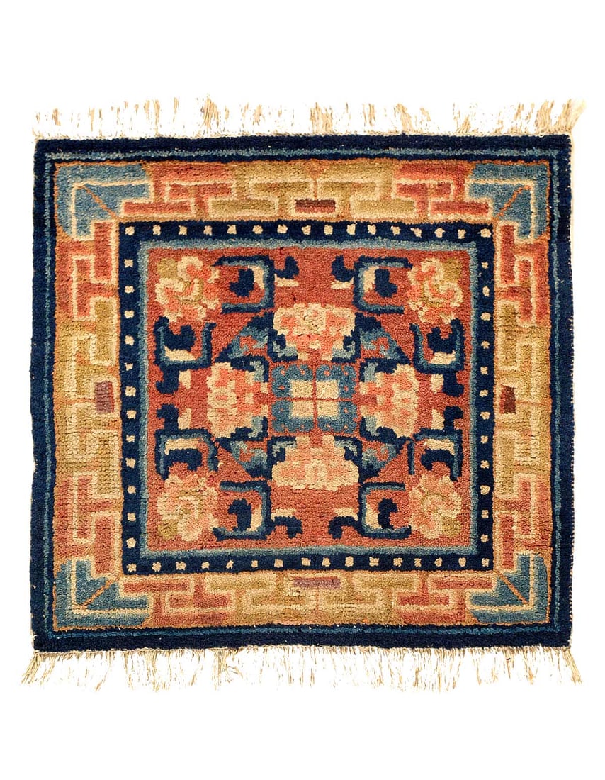 Antique 18th Century Chinese Ningxia Rug 2'X 2' (1 of 3)