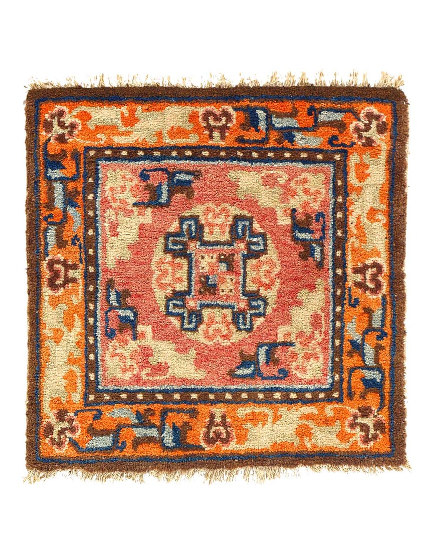 Antique 18th Century Chinese Ningxia Rug 2'X 2' (1 of 3)