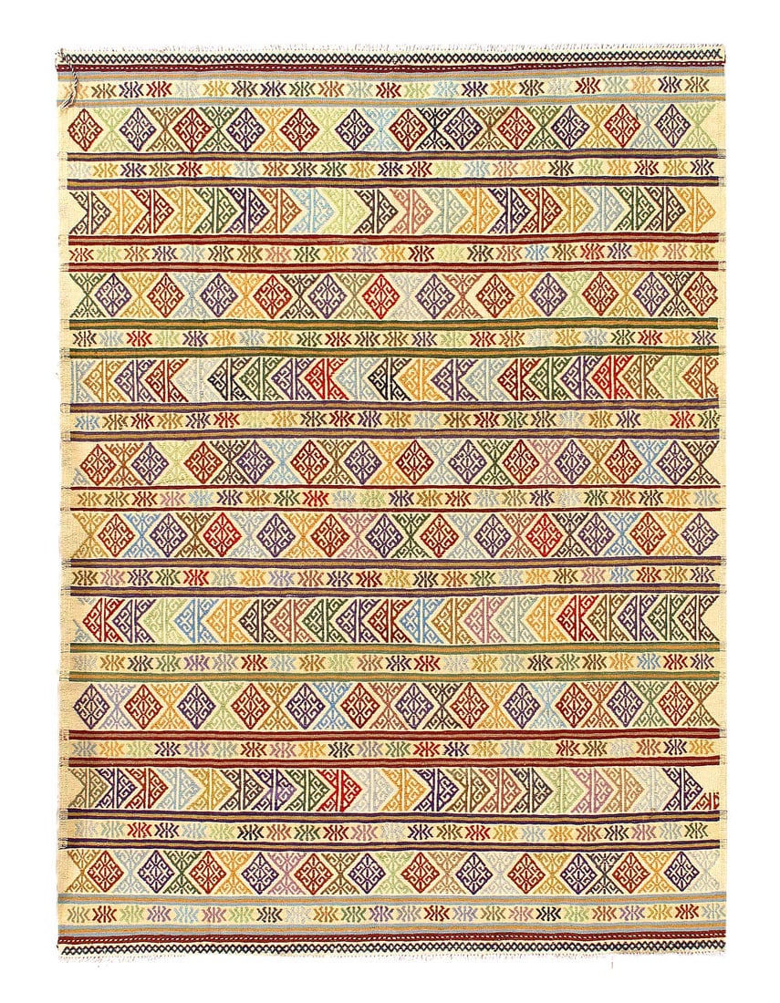 Rust Hand Knotted fine Sumac Kilim rug 5'X 6'9": Rust Hand Knotted fine Sumac Kilim rug 5'X 6'9" - circa 1980, Beshir, Hand-Woven, Lamb's Wool, 300 -D15019- 862.This item is part of our fine auction collection which includes many fine home accessori