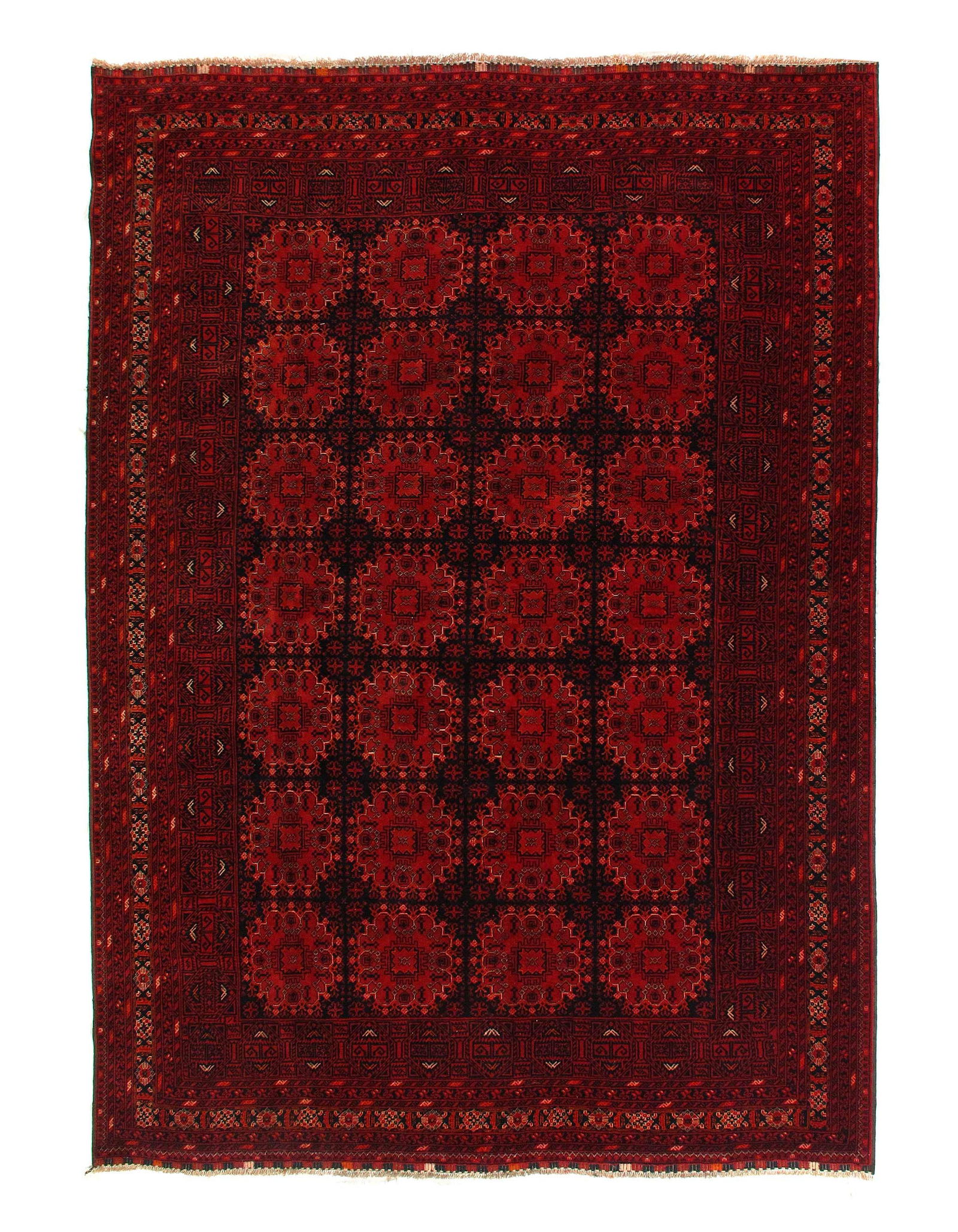 Afghan Bashir Red Hand Knotted Rug 6'7"X 9'2" (1 of 3)