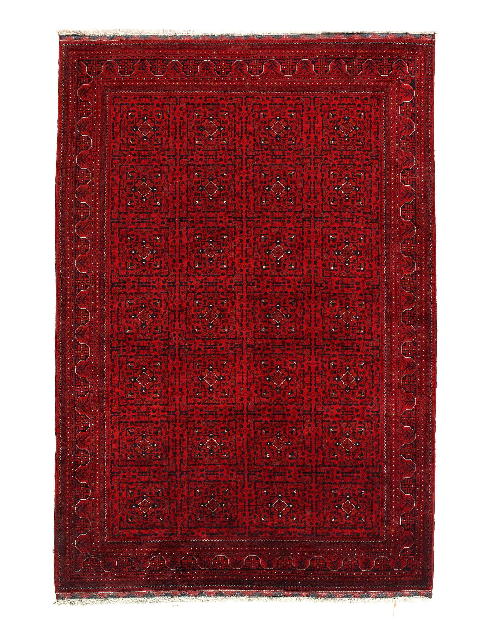 Afghan Bashir Red Hand Knotted Rug 6'7"X 9'6" (1 of 4)