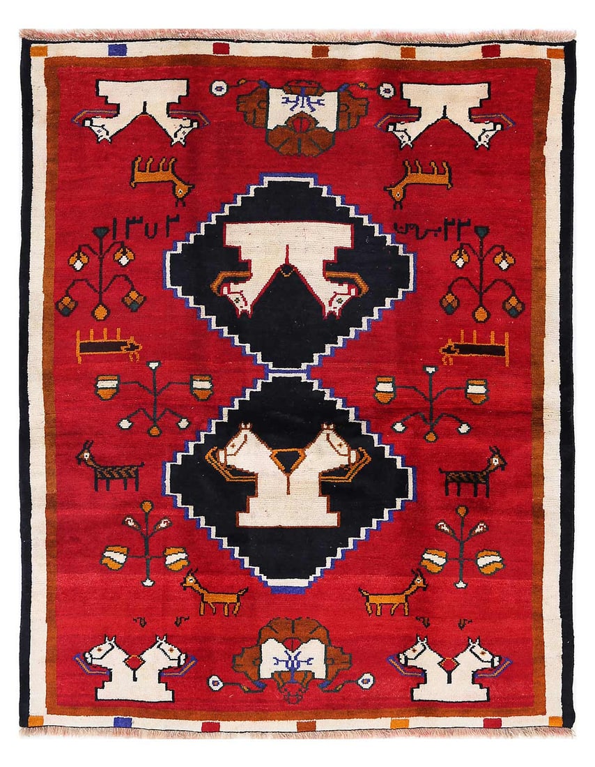 Animal Pictorial Hand Knotted Rug 5' X 6'.1" (1 of 3)