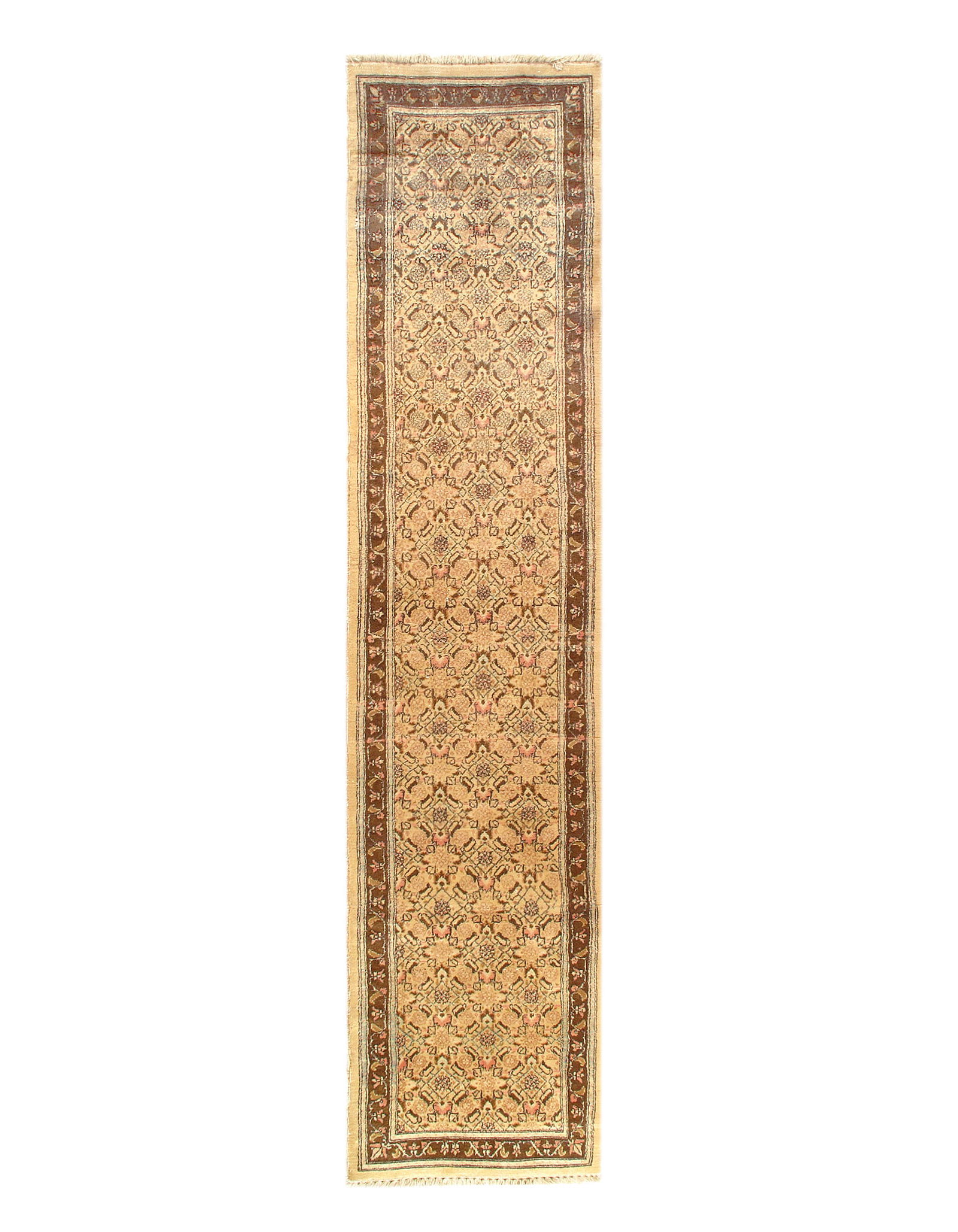 Beige Color Fine hand knotted Moud runner 2'6'' X 11'6: Beige Color Fine hand knotted Moud runner 2'6'' X 11'6 - , All Over, Hand-Knotted, Lamb's Wool, 300 -23256- 862.This item is part of our fine auction collection which includes many fine home accessori