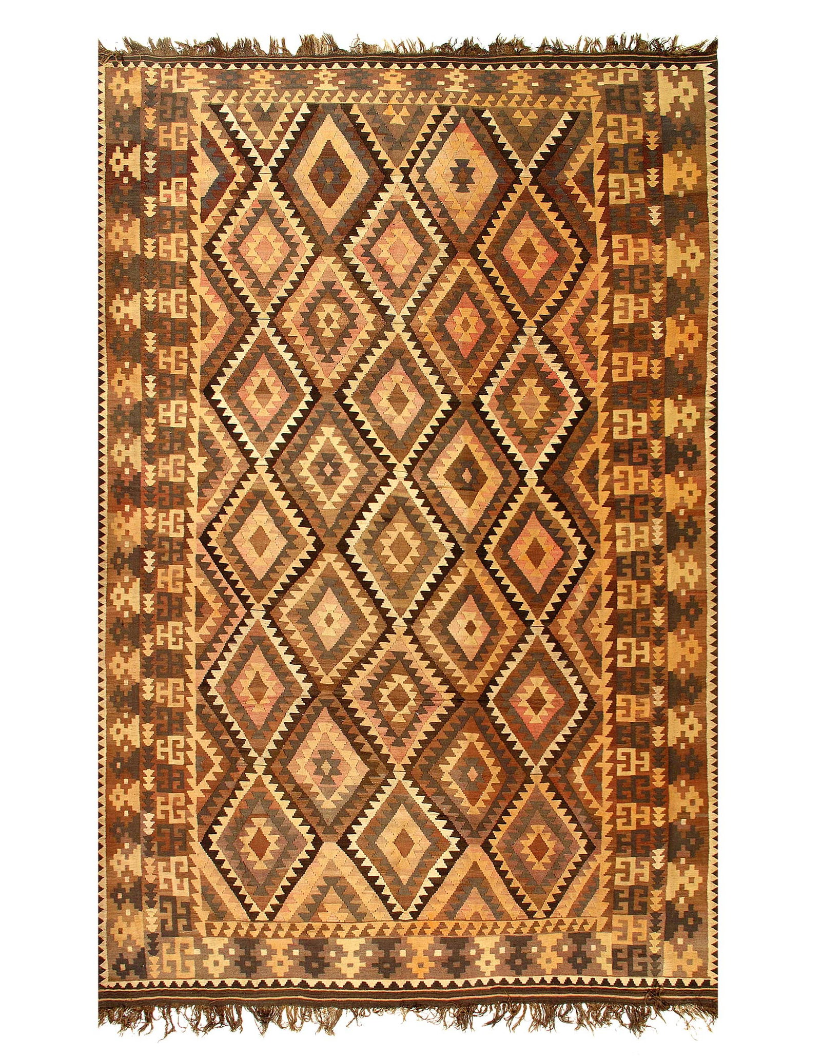 Fine Hand Knotted Kilim 9'7'' X 15'11'': Fine Hand Knotted Kilim 9'7'' X 15'11'' - Circa 1970, All Over, Flatweave, Lamb's Wool, 300 -17150- 862.This item is part of our fine auction collection which includes many fine home accessories inclu