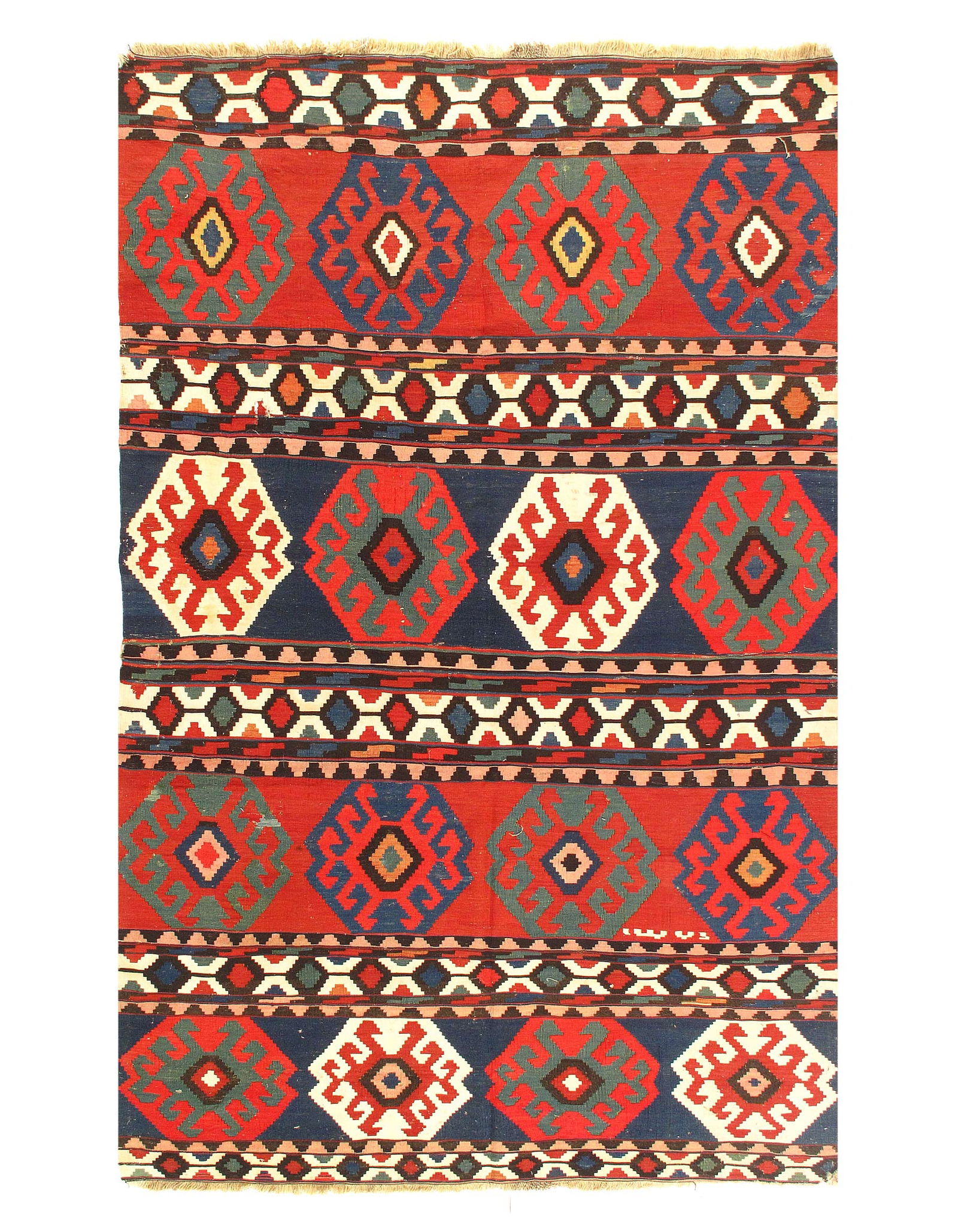 Rust Fine Persian Gashqai Hand woven vintage Kilim 5'9'' X 9'9'': Rust Fine Persian Gashqai Hand woven vintage Kilim 5'9'' X 9'9'' - Circa 1970, All Over, Flatweave, Knitted fabric with extra pocket, 300 -D07703- 862.This item is part of our fine auction collection