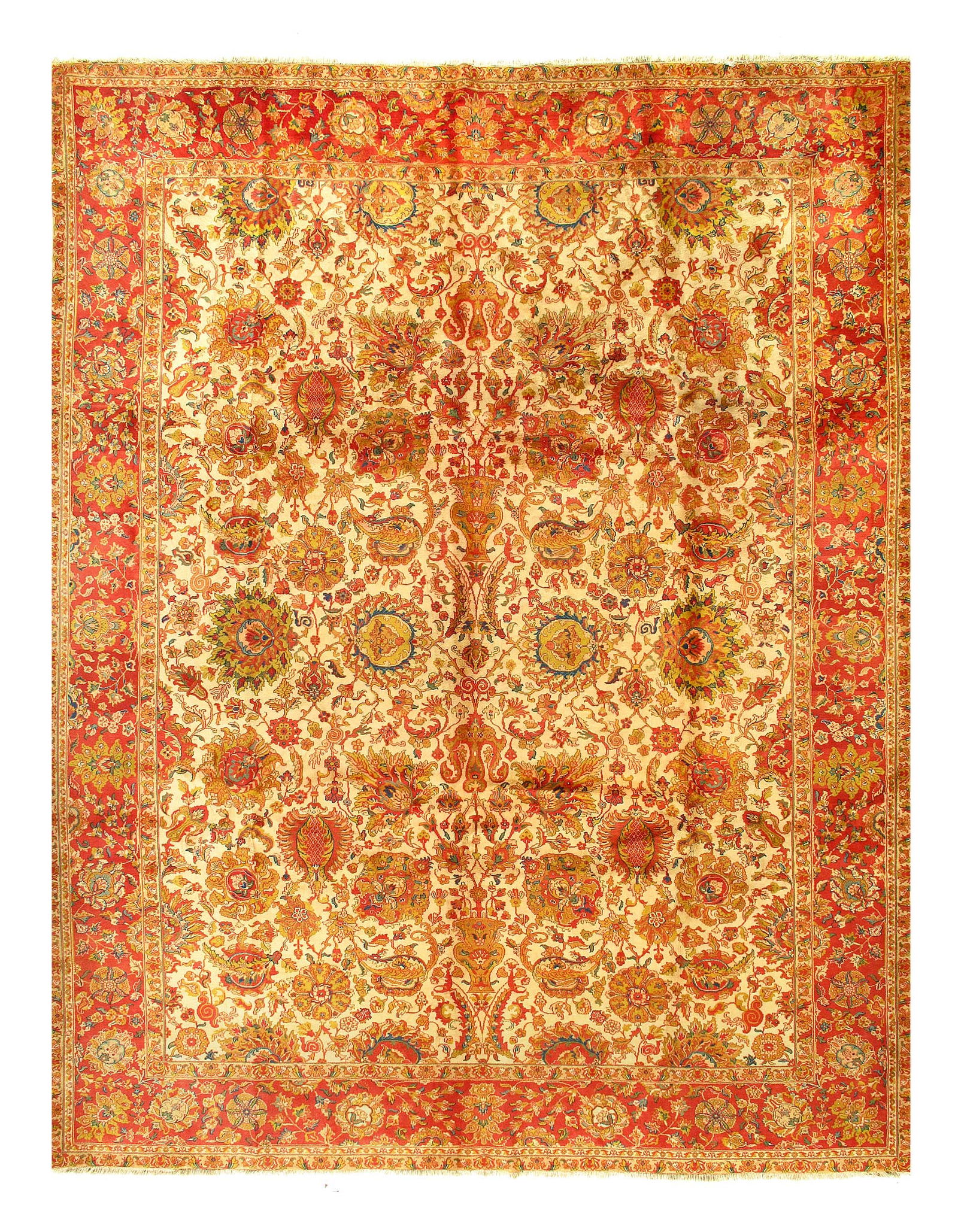 Beige Color Fine Hand Knotted Agra Rug 10' X 13'1'' (1 of 4)