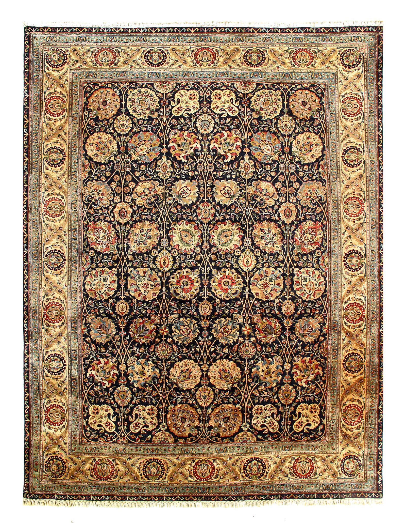 Black Color Fine Hand Knotted Agra Rug 9'1'' X 12': Black Color Fine Hand Knotted Agra Rug 9'1'' X 12' - New, Agra, Hand-Knotted, Lamb's Wool, 300 -D11366- 862.This item is part of our fine auction collection which includes many fine home accessories i