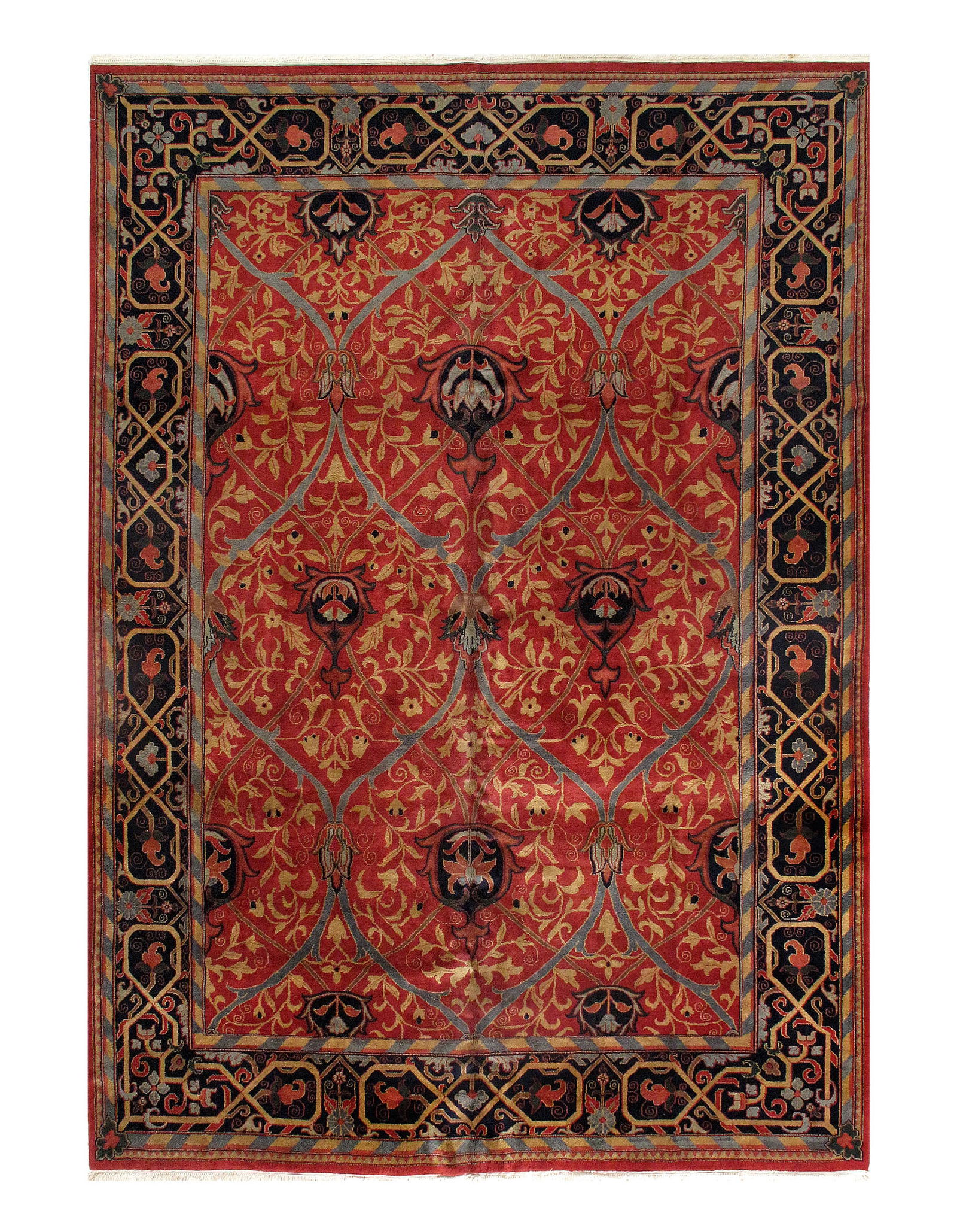 Red Color Fine Hand Knotted Agra 9'9'' x 13'9'' (1 of 19)