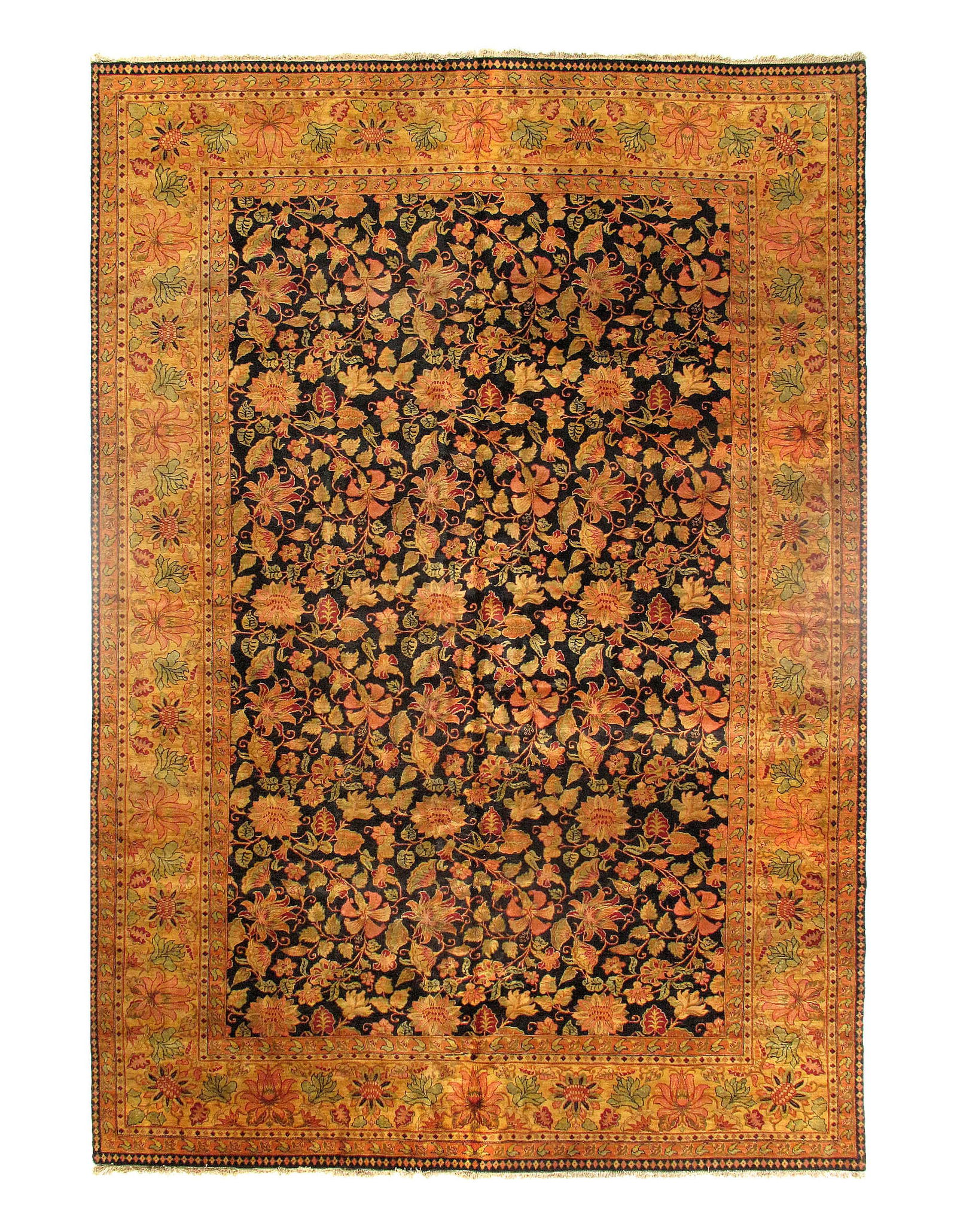 Black Color Fine Hand Knotted Agra Rug 12'2'' X 18'2'': Black Color Fine Hand Knotted Agra Rug 12'2'' X 18'2'' - 2000, Agra, Hand-Knotted, Lamb's Wool, 300 -21100- 862.This item is part of our fine auction collection which includes many fine home accessori