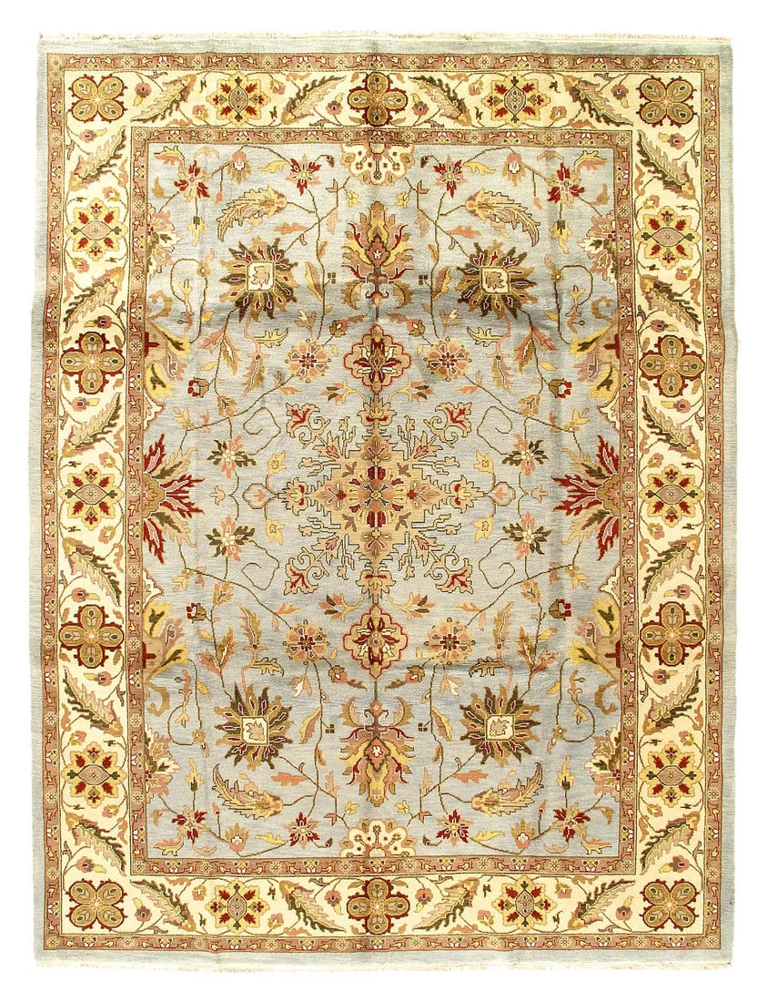 Fine Hand Knotted Light Blue Agra rug 8'11'' X 11'11'': Fine Hand Knotted Light Blue Agra rug 8'11'' X 11'11'' - New, Agra, Hand-Knotted, Lamb's Wool, 300 -34416- 862.This item is part of our fine auction collection which includes many fine home accessorie