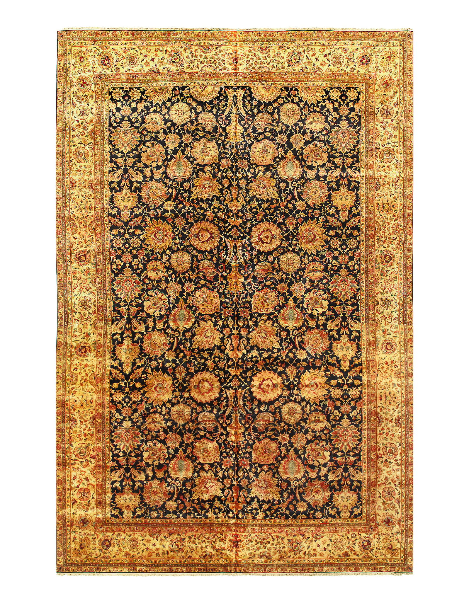 Navy Blue Hand Knotted Agra 12' X 18' (1 of 8)